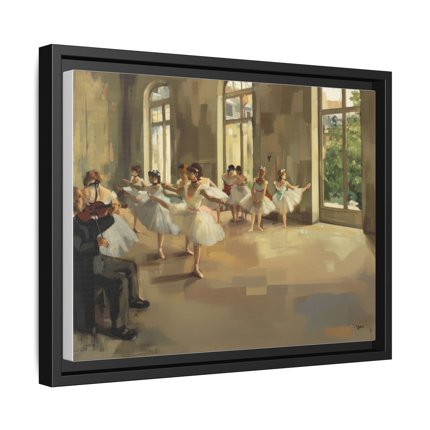 Framed Matte Canvas Print — Ballet Class Scene (Impressionist Dancers)