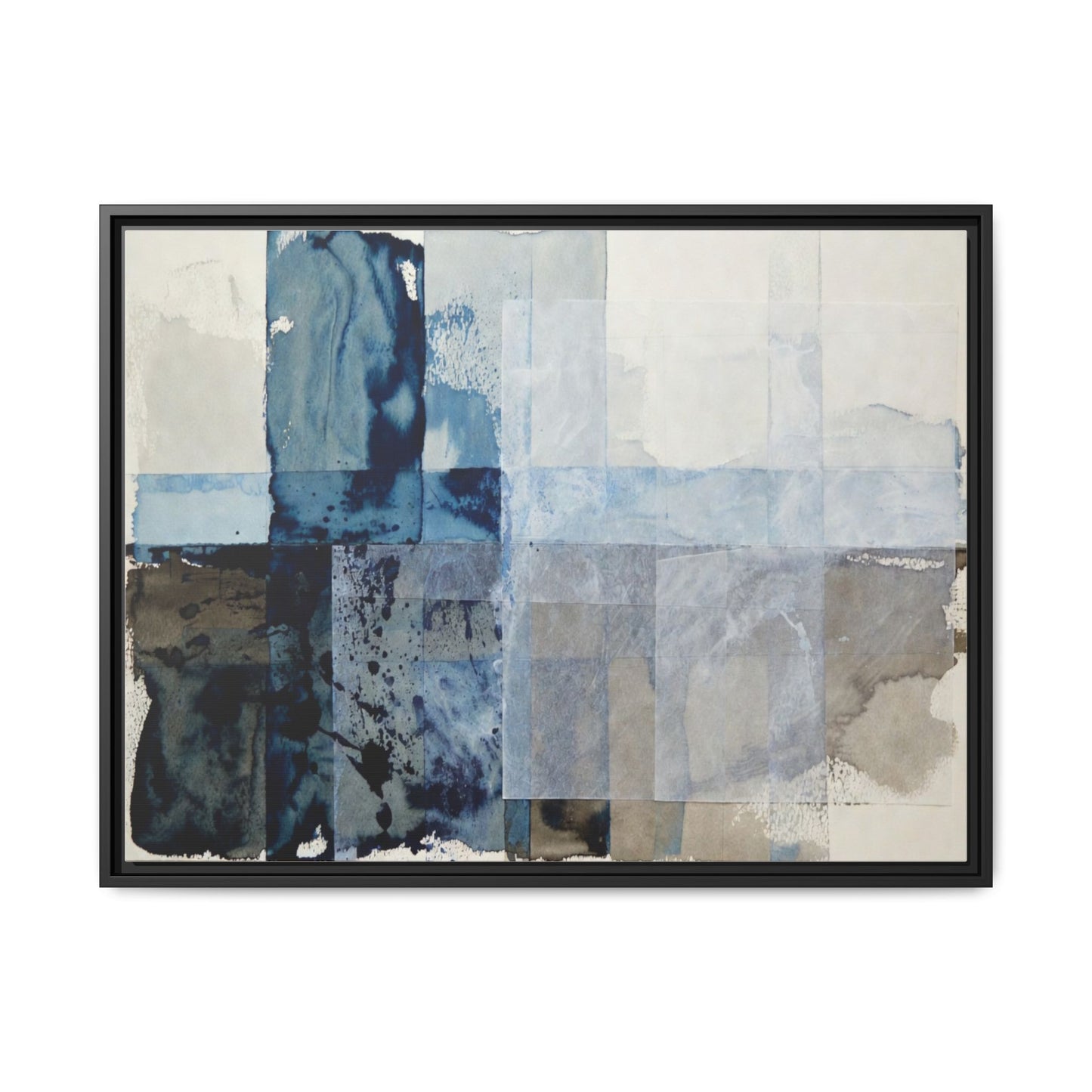 Abstract Coastal Blue Framed Canvas Art