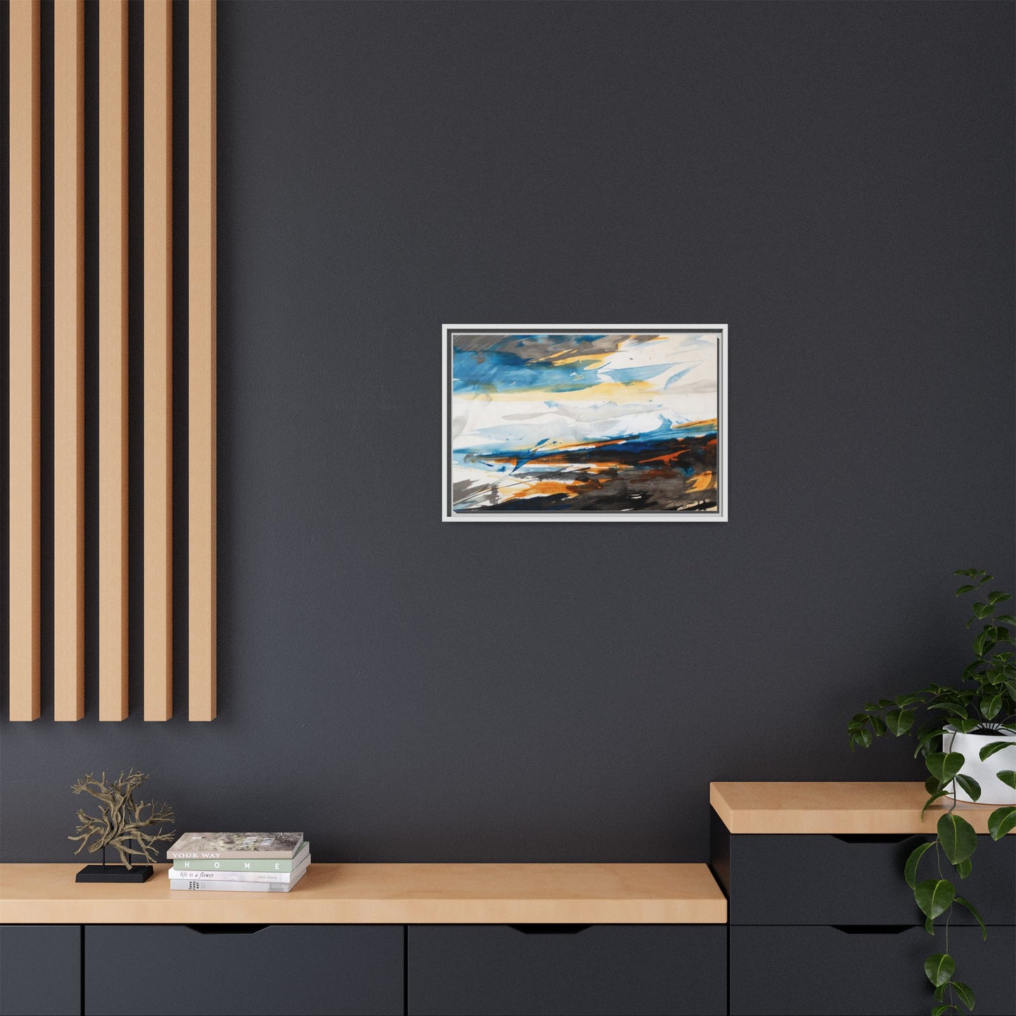 Abstract Coastal Waves Matte Canvas Framed Wall Art