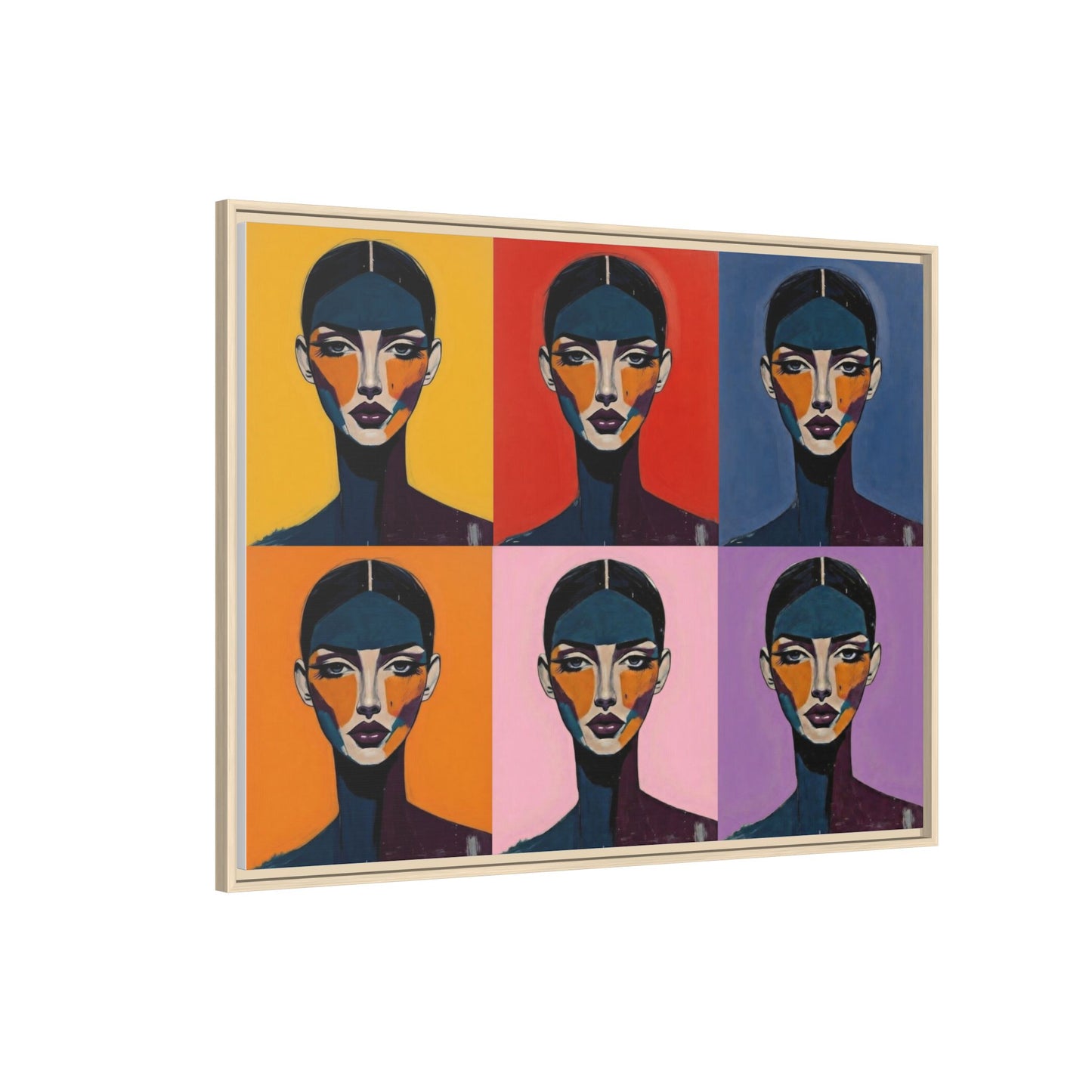 Pop Art Portrait Matte Canvas — Framed Multi-Color Wall Art