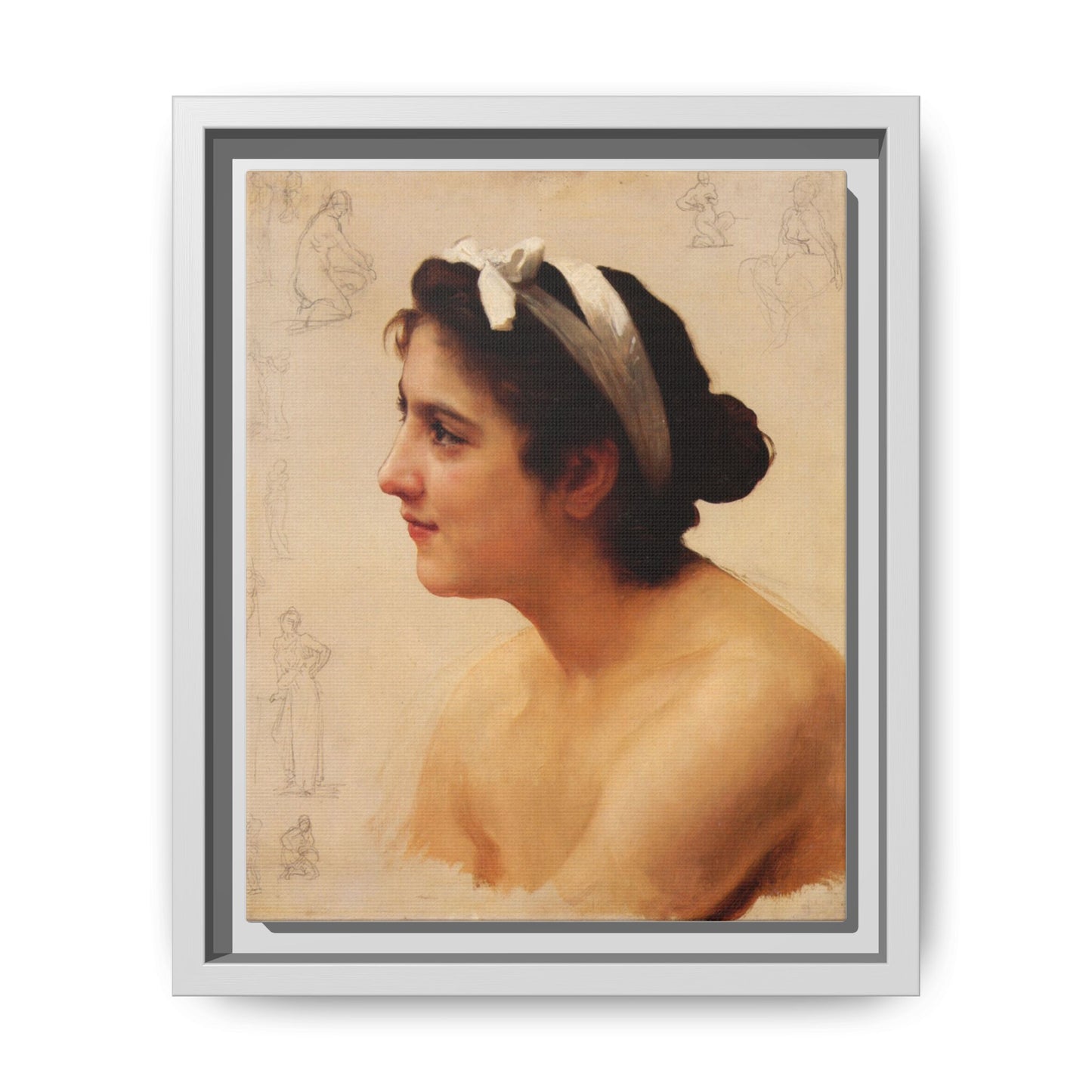 Study Of A Woman For Offering To Love by William Adolphe Bouguereau Framed Matte Canvas Print