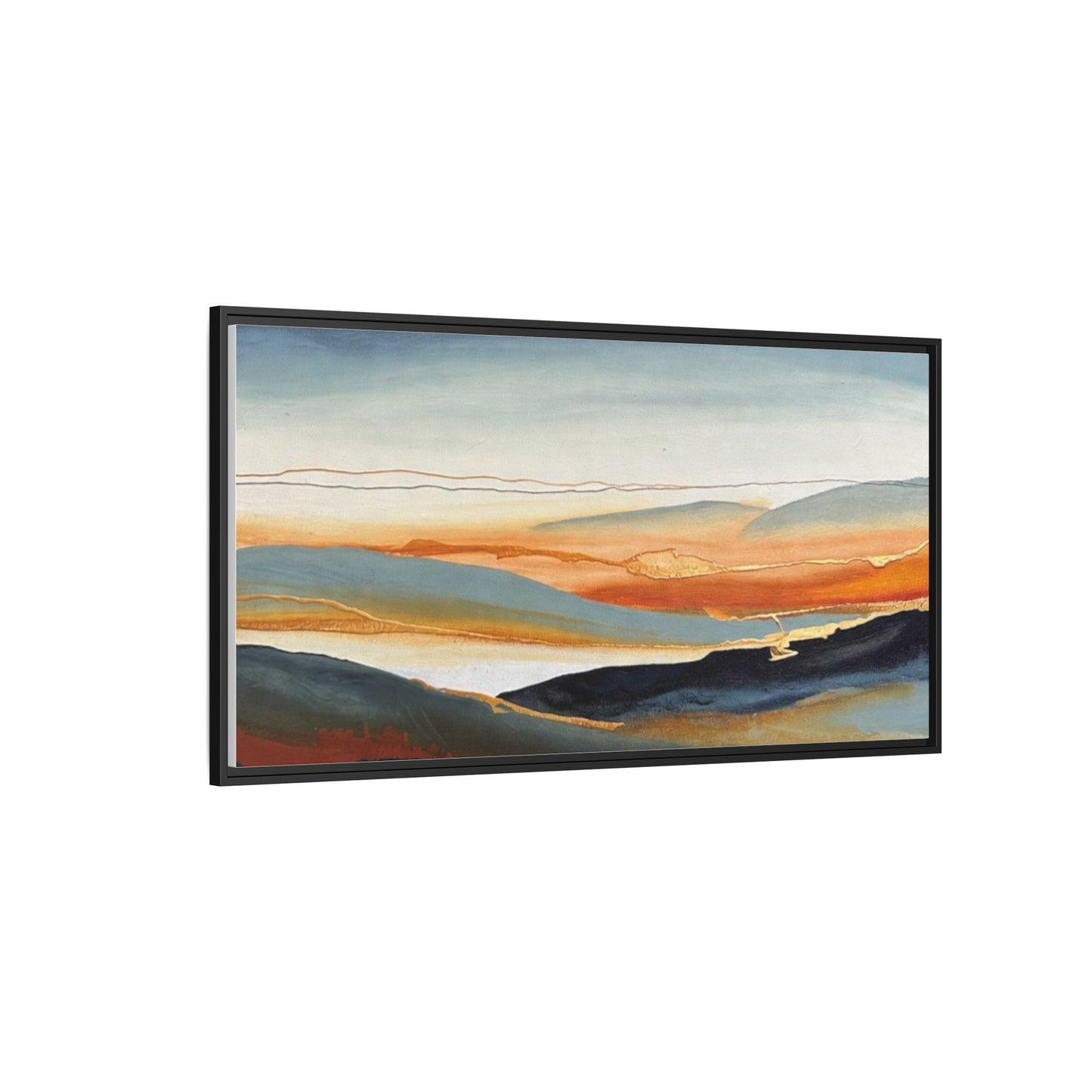 Framed Matte Canvas: Abstract Coastal Sunset Landscape Wall Art
