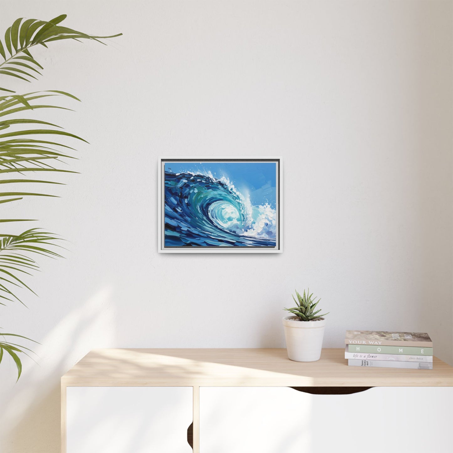 Framed Matte Canvas Wave Art — Blue Ocean Surf Wall Decor