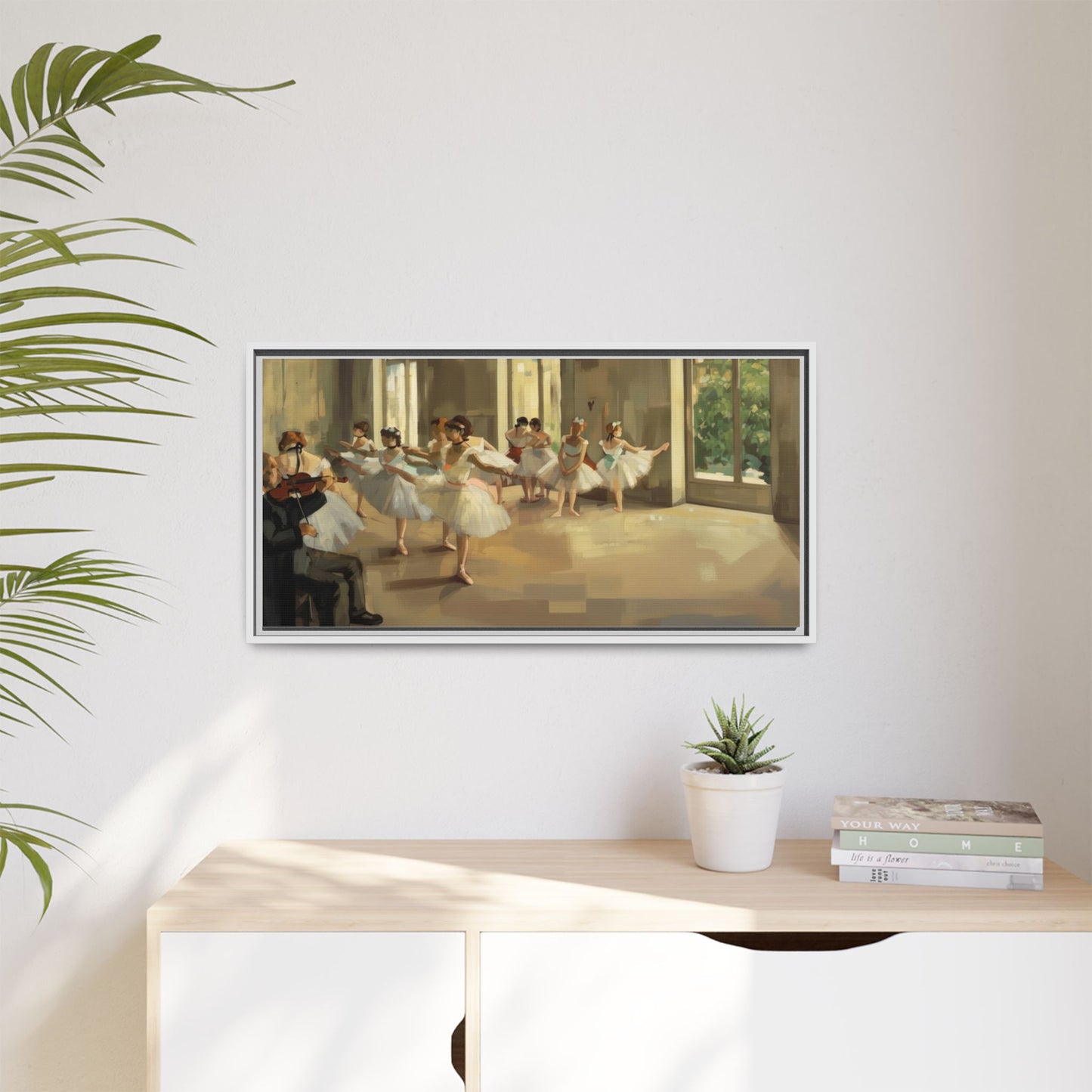 Framed Matte Canvas Print — Ballet Class Scene (Impressionist Dancers)