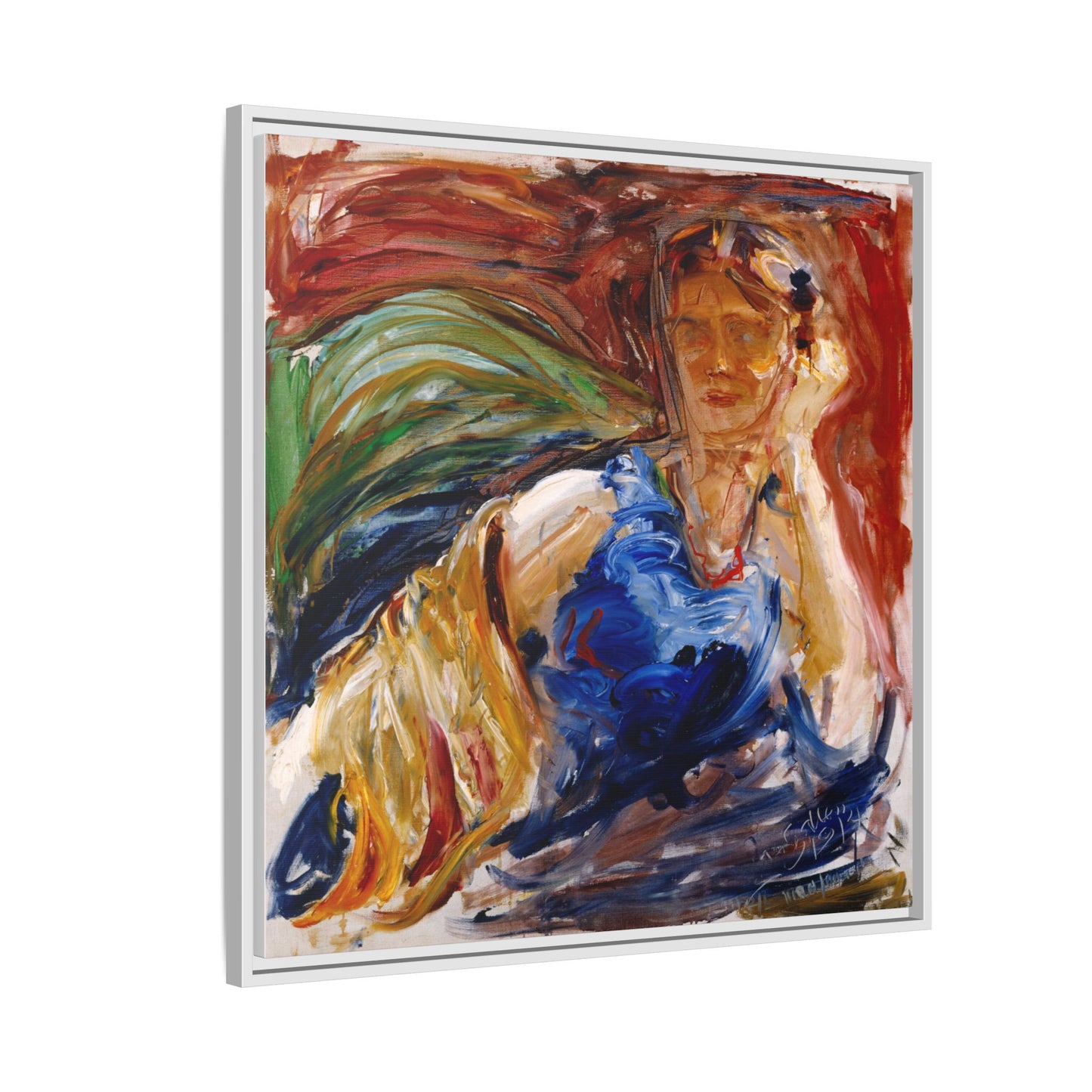 Portrait of hyllis Sjostrom by Akseli Gallen-Kallela Canvas Matte Framed Wall Art Print
