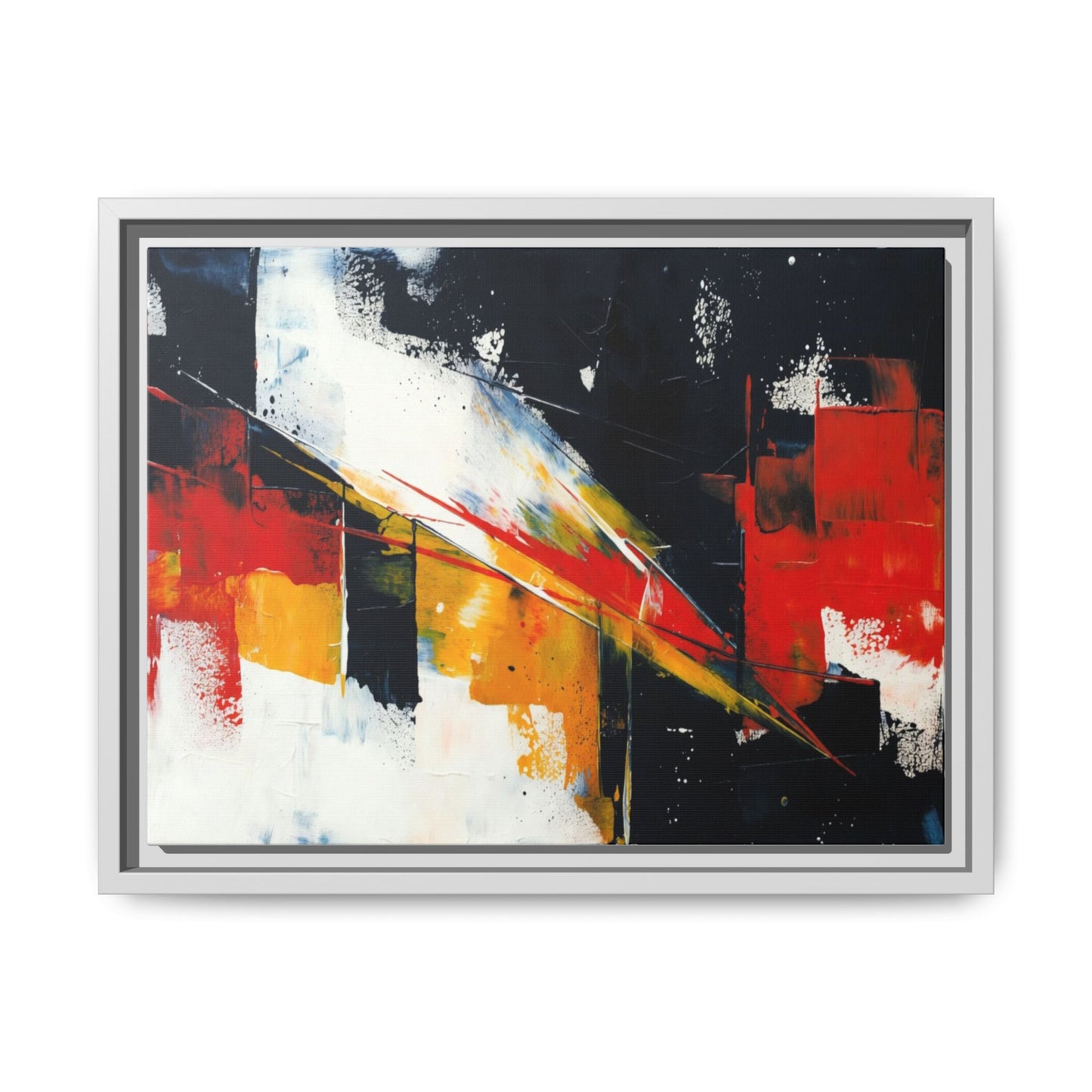 Abstract Red & Black Framed Canvas Print — Modern Geometric Wall Art