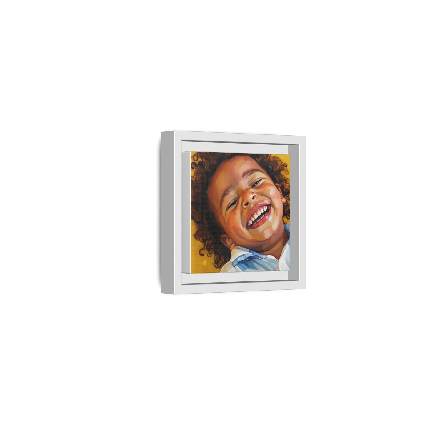 Framed Matte Canvas Print – Joyful Child Portrait, Colorful Nursery Wall Art