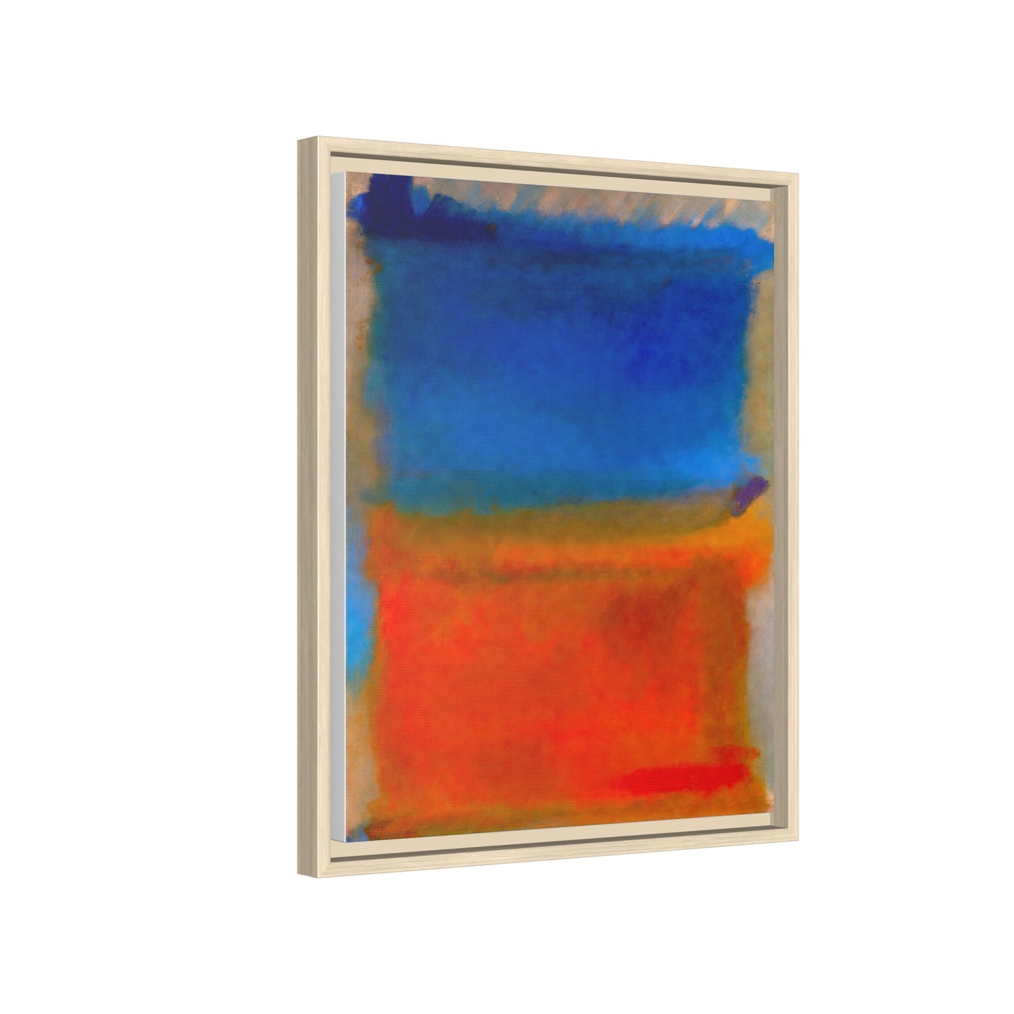 Abstract Color Block Matte Canvas Framed Wall Art — Blue & Orange Modern Painting