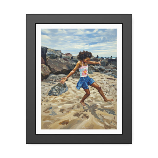 Framed Poster - Joyful Beach Dance Art Print