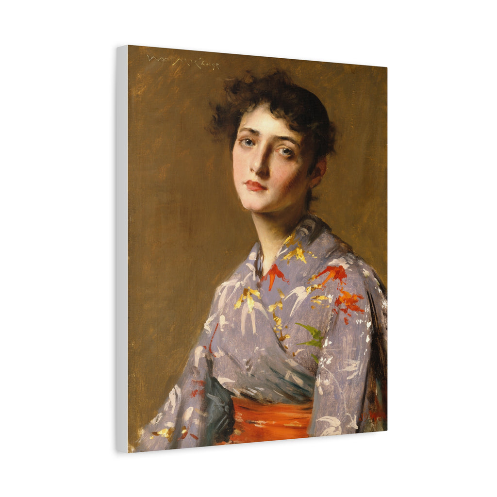 Girl in a Japanese Costume by William Merritt Chase Matte Stretched Canvas Wall Art Print (1.25")