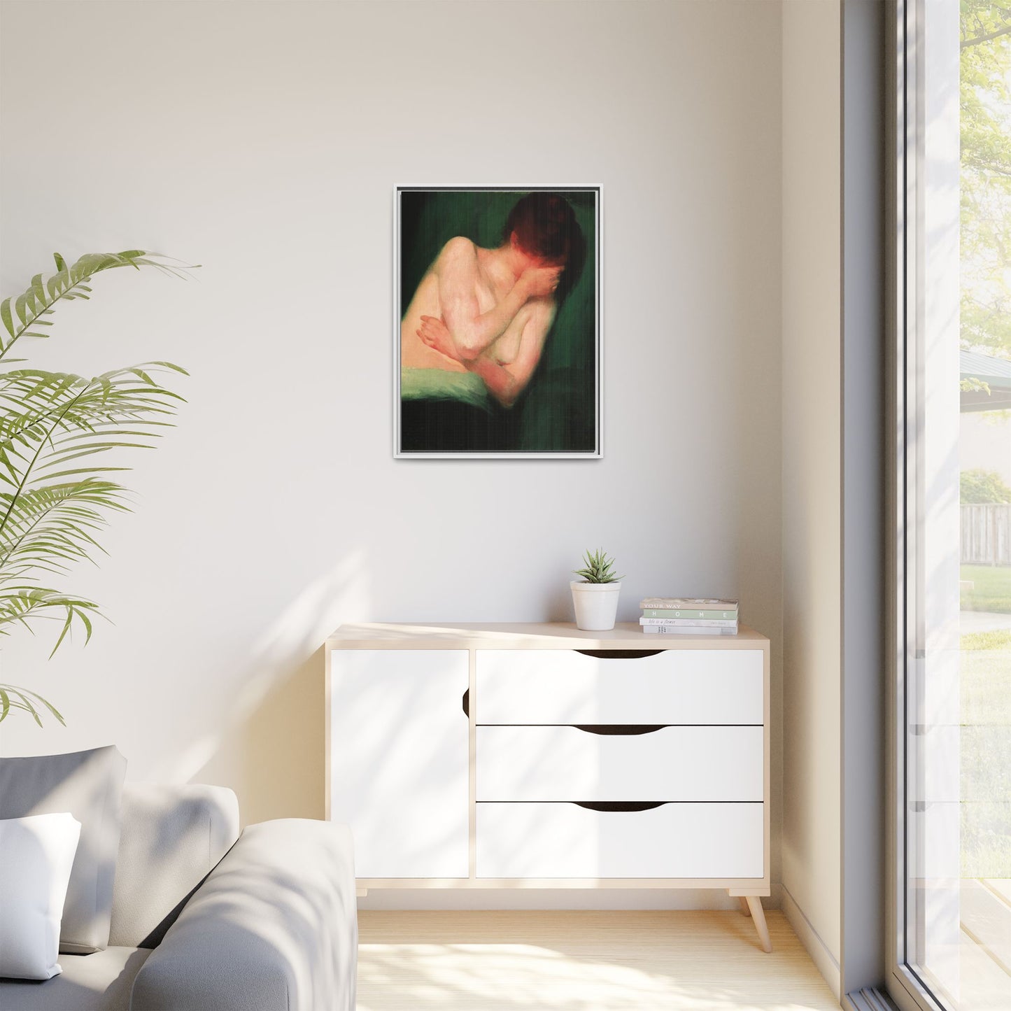 Female Nude by János Vaszary Framed Matte Canvas Wall Art Print