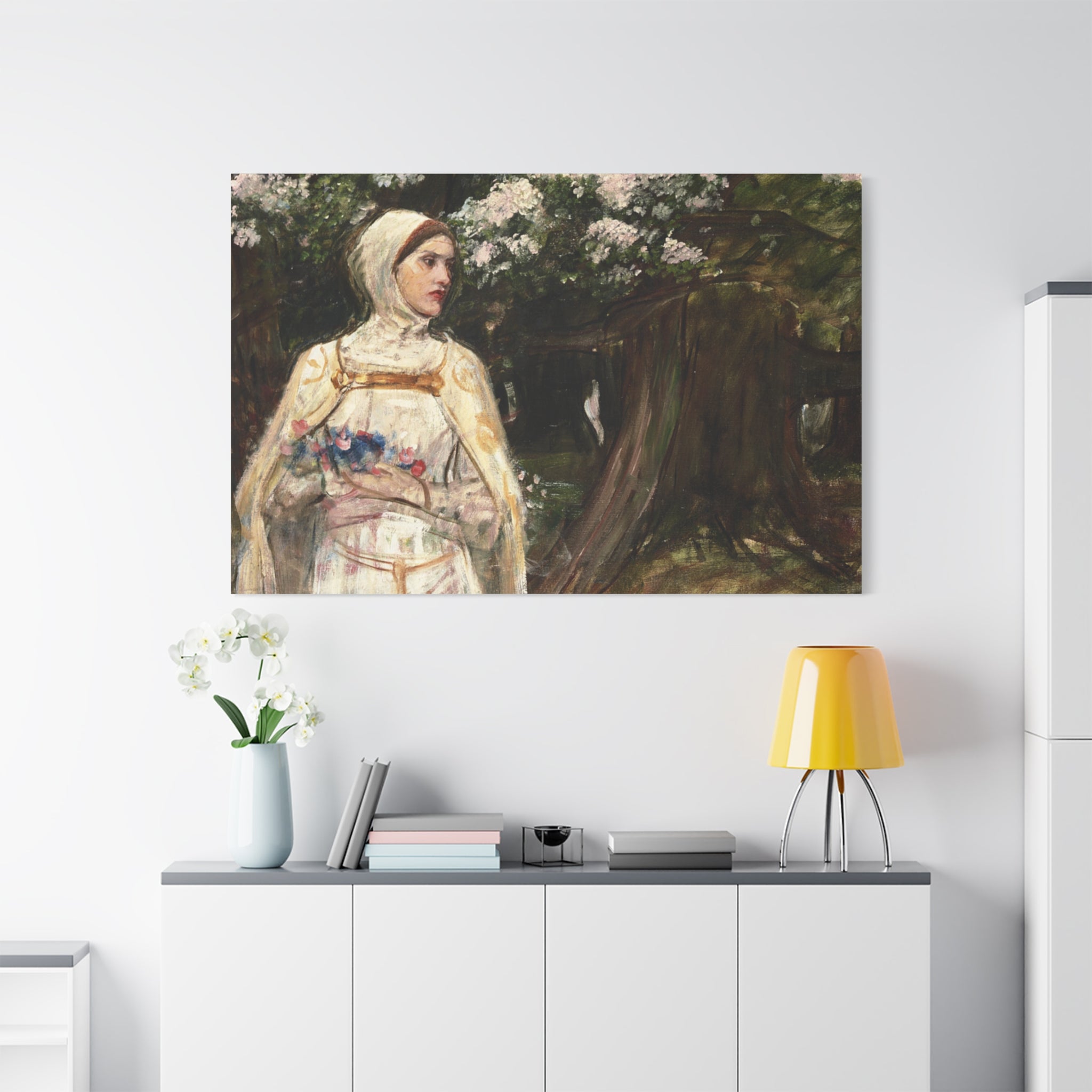 Matilda (formerly called Beatrice) by John William Waterhouse Matte Canvas Wall Art Print