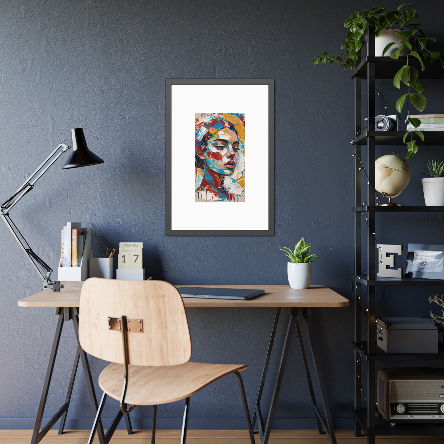 Abstract Colorful Portrait Framed Paper Poster – Modern Art Print for Home & Office