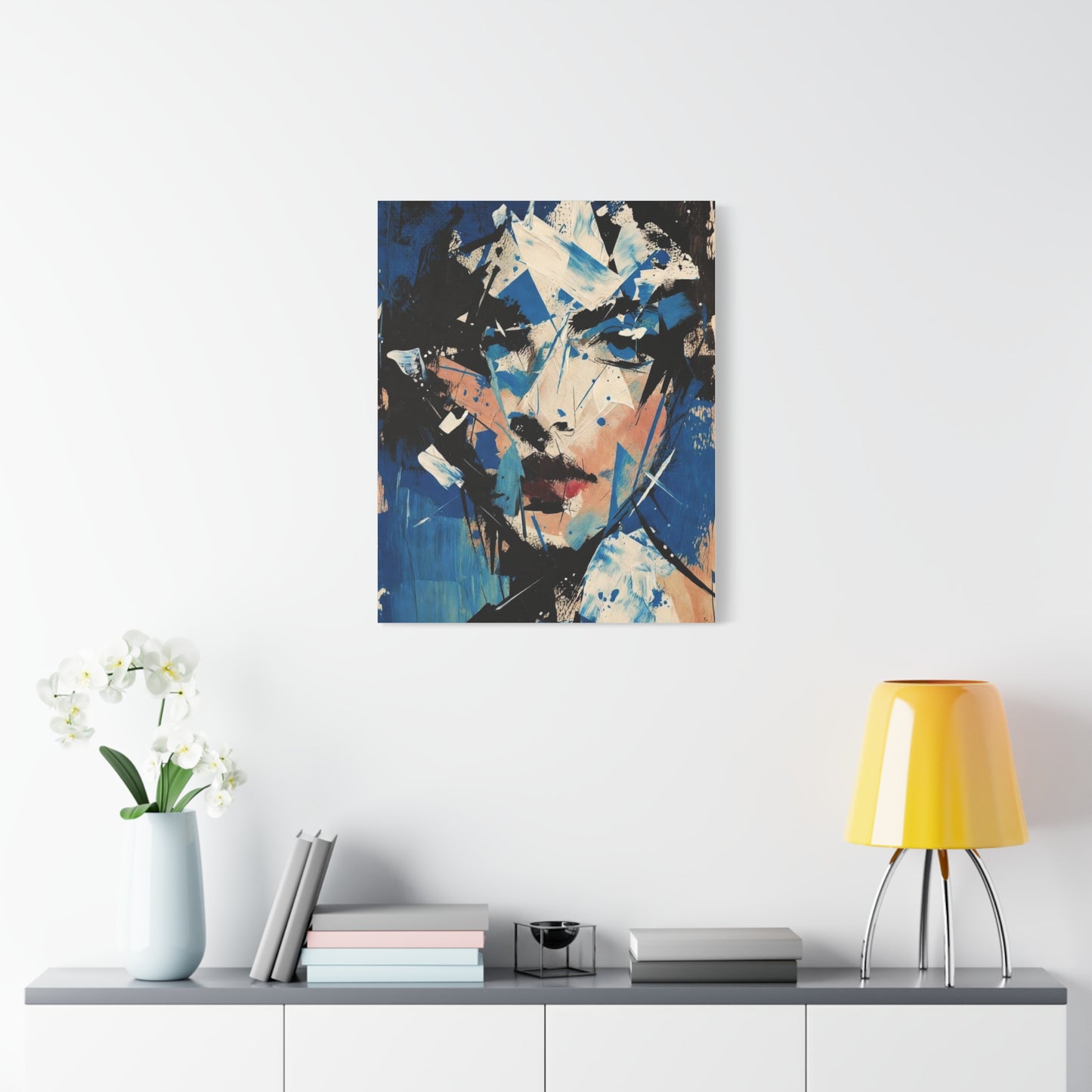 Abstract Blue Portrait Canvas Print — Modern Stretched Wall Art