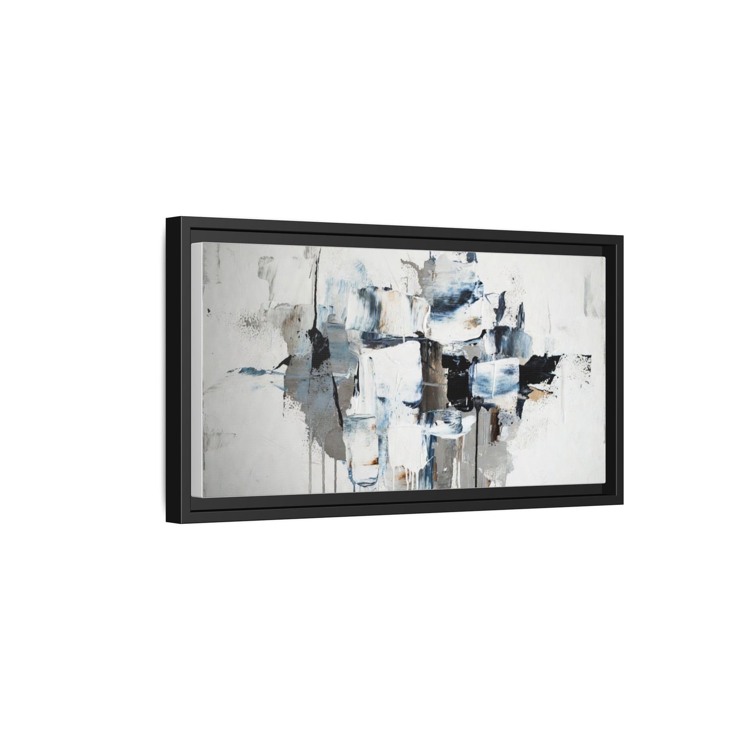 Framed Abstract Canvas Art — Blue Neutral Modern Wall Print