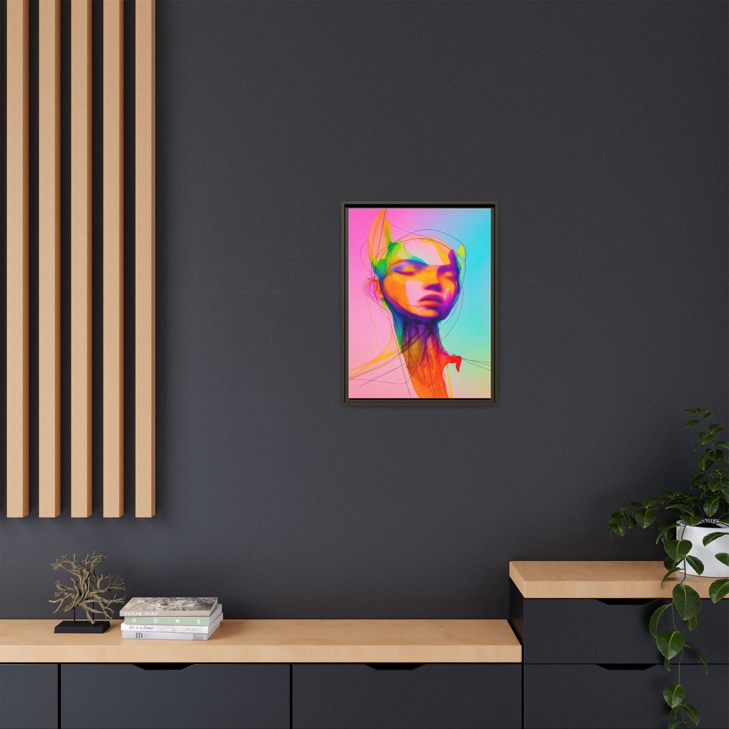 Framed Matte Canvas Art — Vibrant Abstract Portrait Wall Print