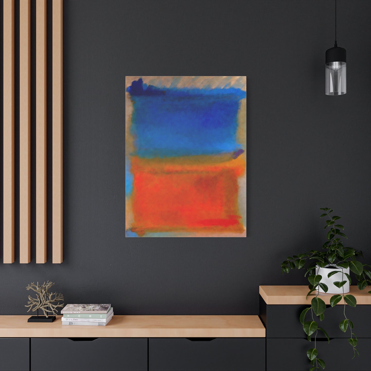 Abstract Blue and Orange Canvas Print — Modern Stretched Wall Art