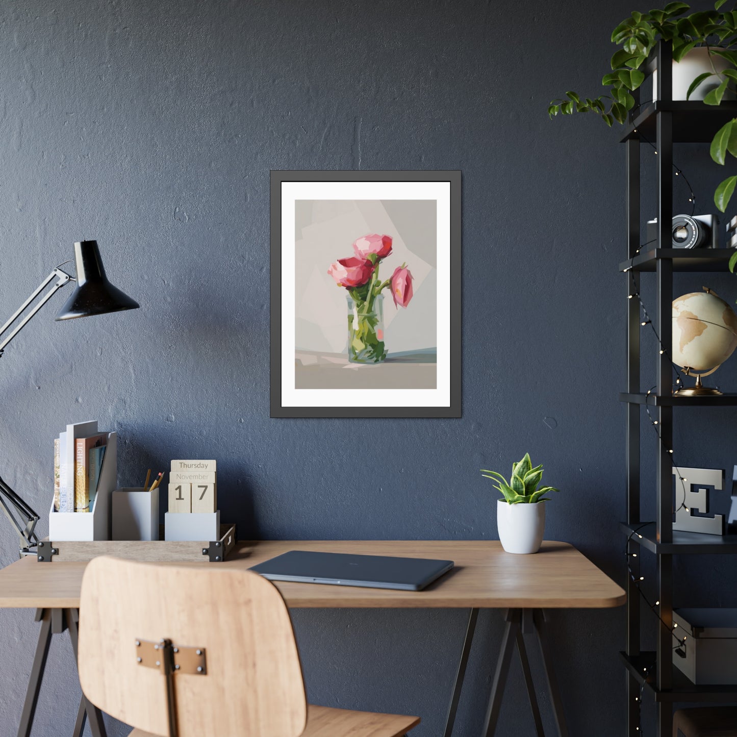 Framed Poster — Pink Peonies Vase Wall Art Print