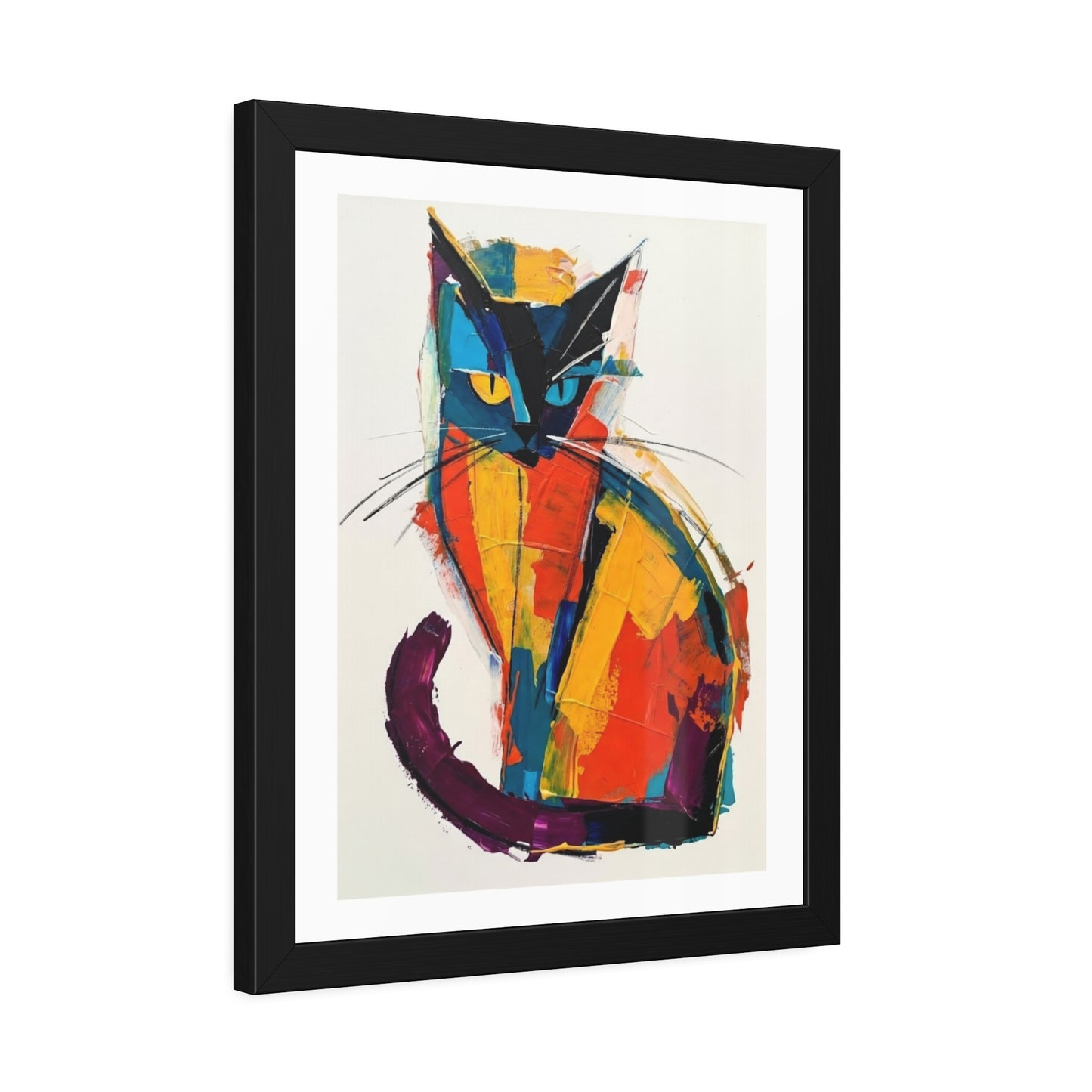 Colorful Abstract Cat Framed Poster