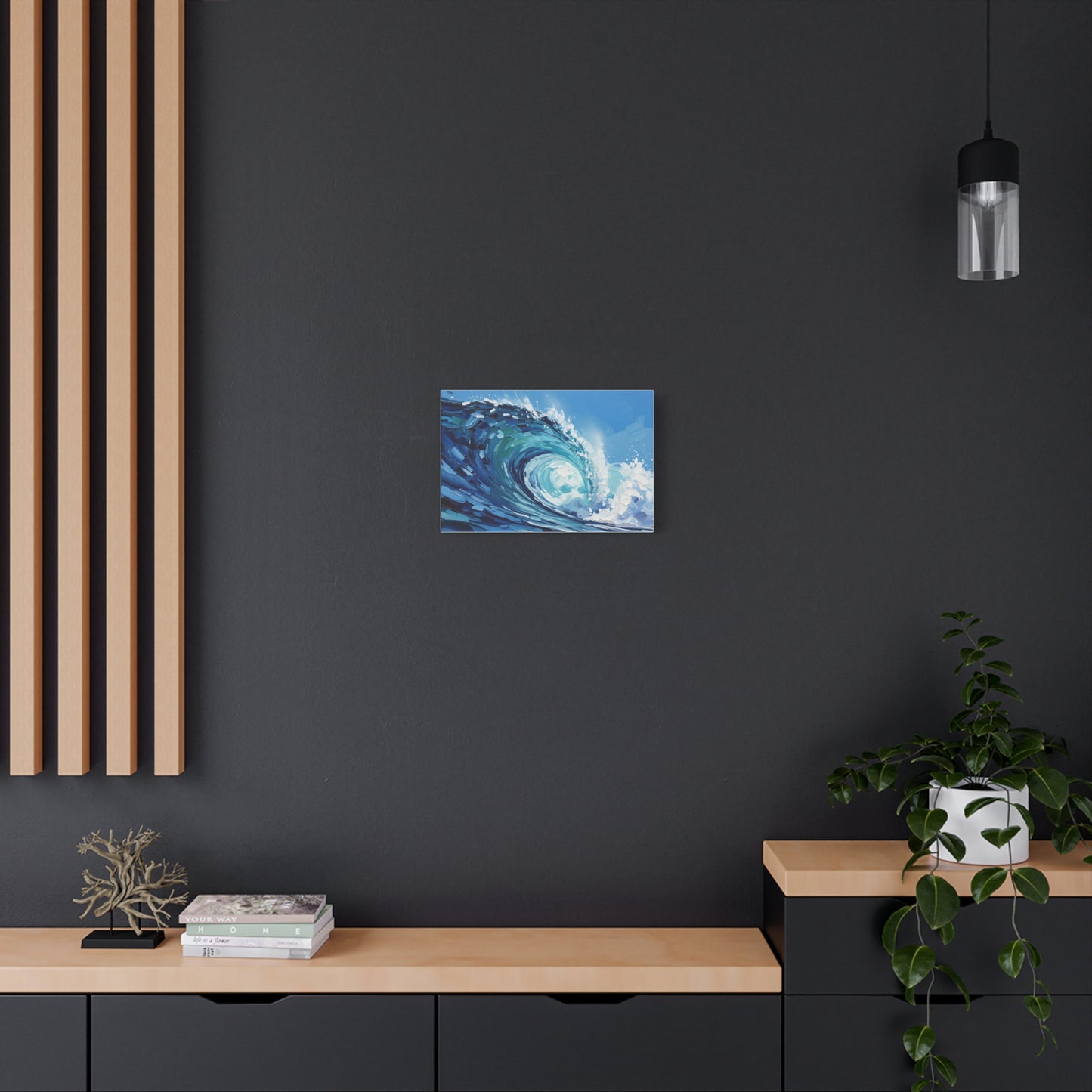 Ocean Wave Matte Canvas Wall Art — Blue Surf Wave Painting, Stretched 1.25"