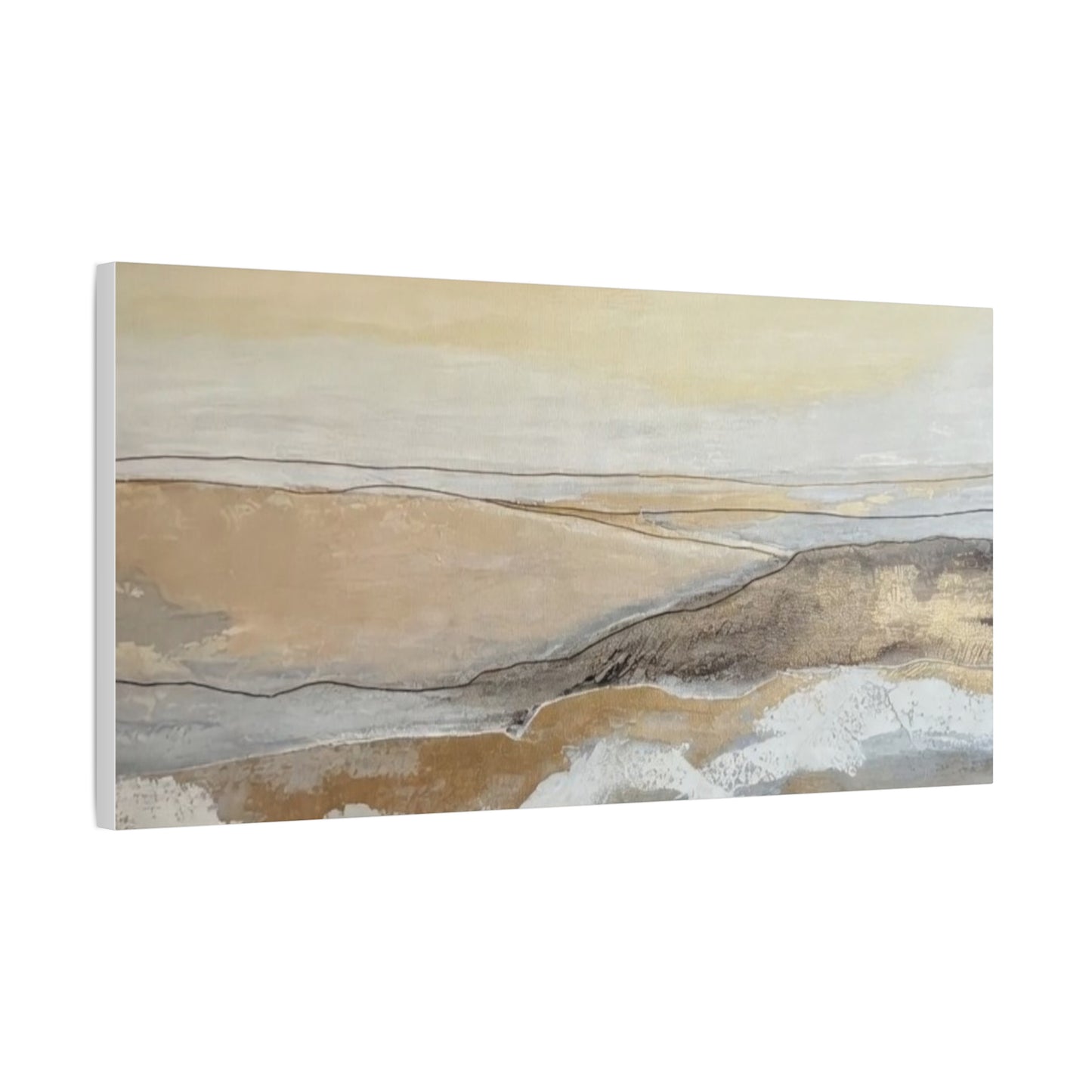 Abstract Coastal Landscape Canvas — Neutral Seascape Matte Stretched Wall Art