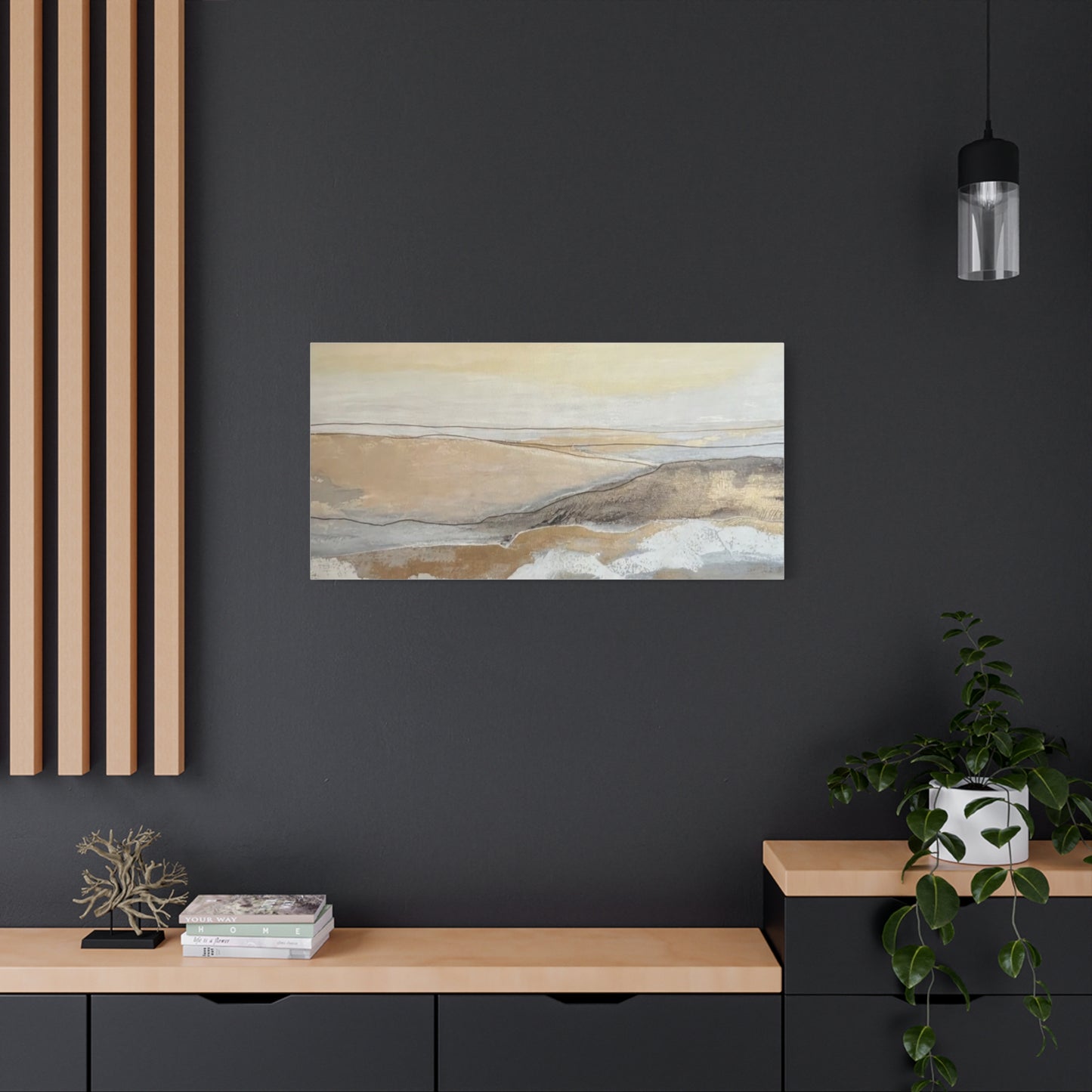 Abstract Coastal Landscape Canvas — Neutral Seascape Matte Stretched Wall Art