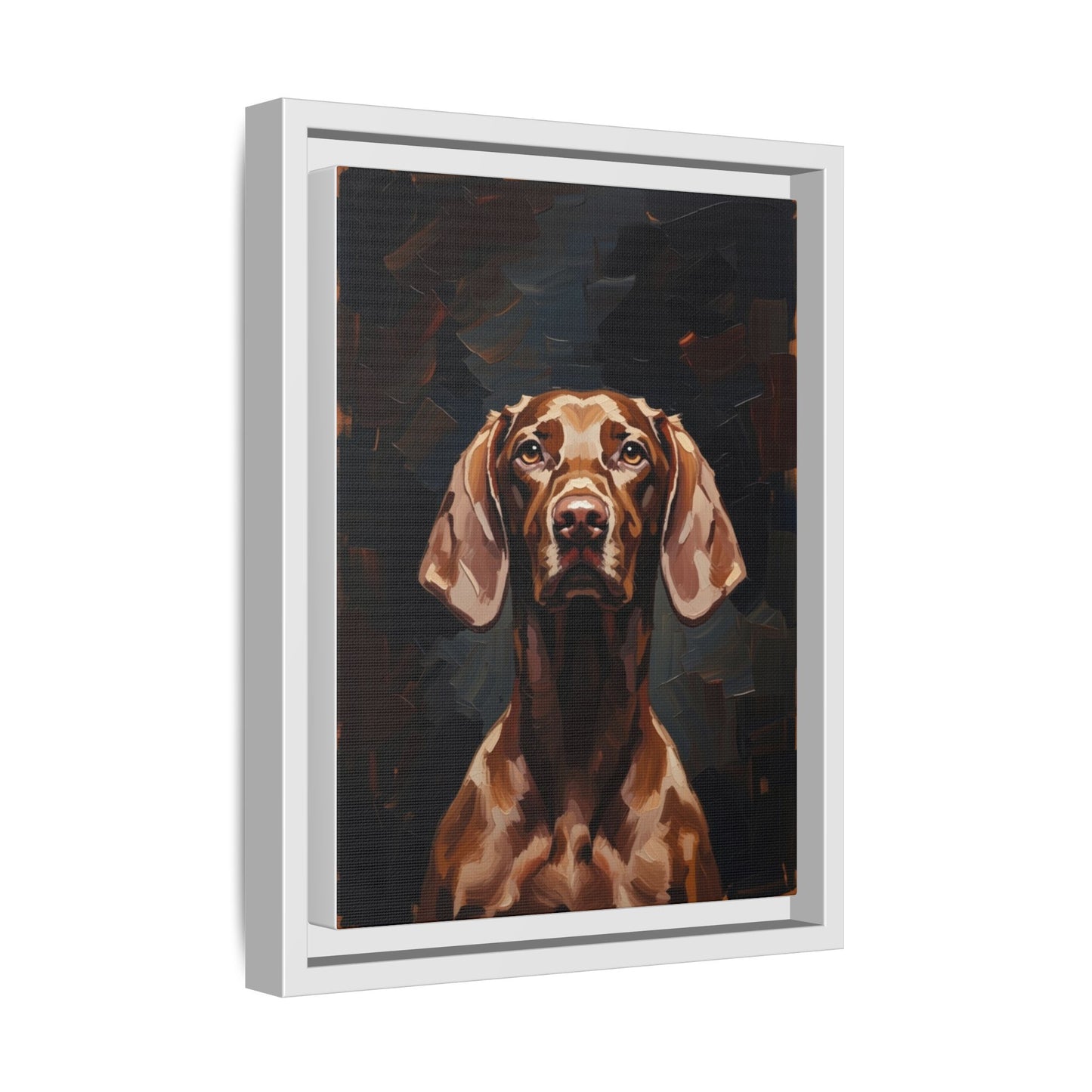 Framed Matte Canvas Dog Portrait – Brown Vizsla Wall Art