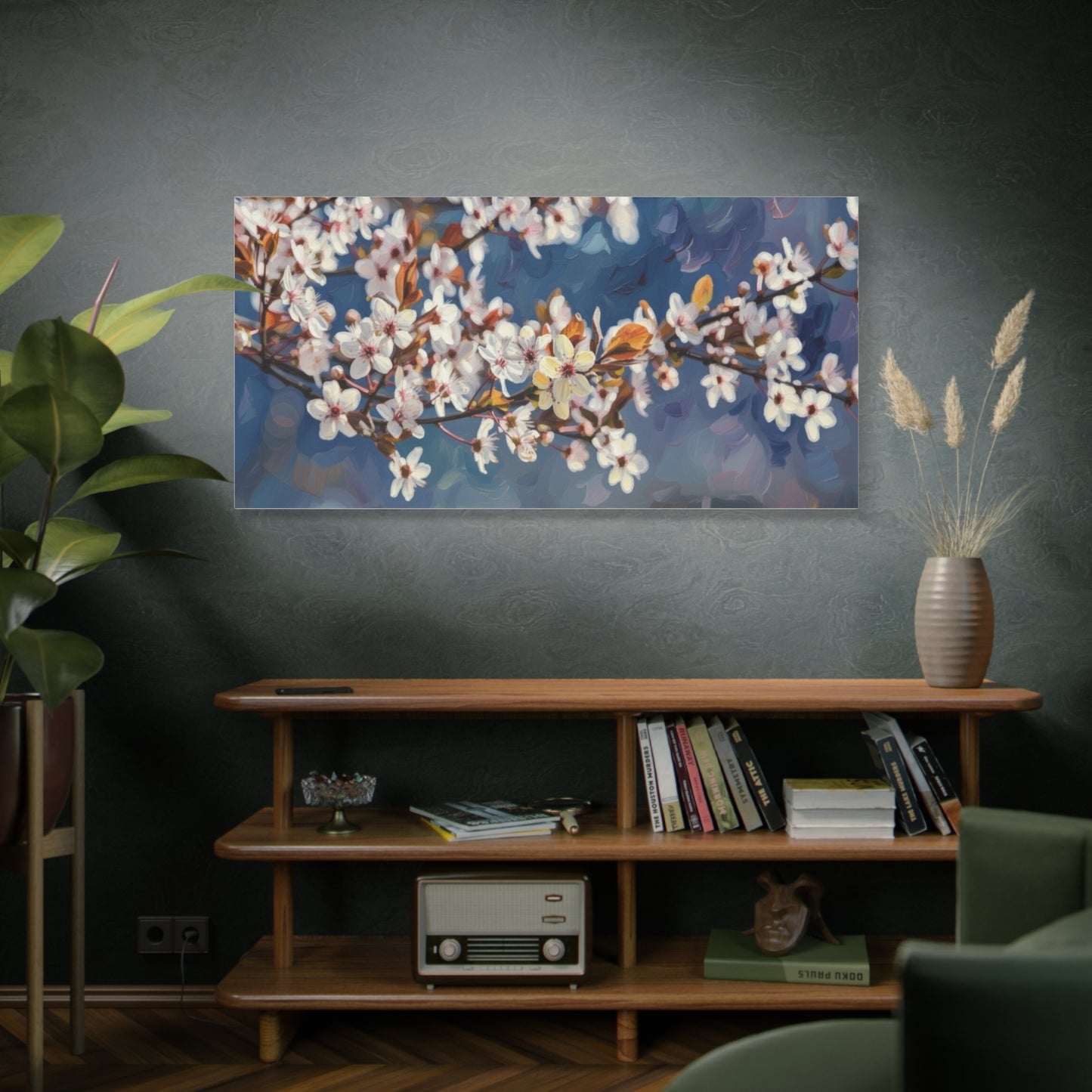 Cherry Blossom Branch Matte Canvas Wall Art — Spring Floral Print