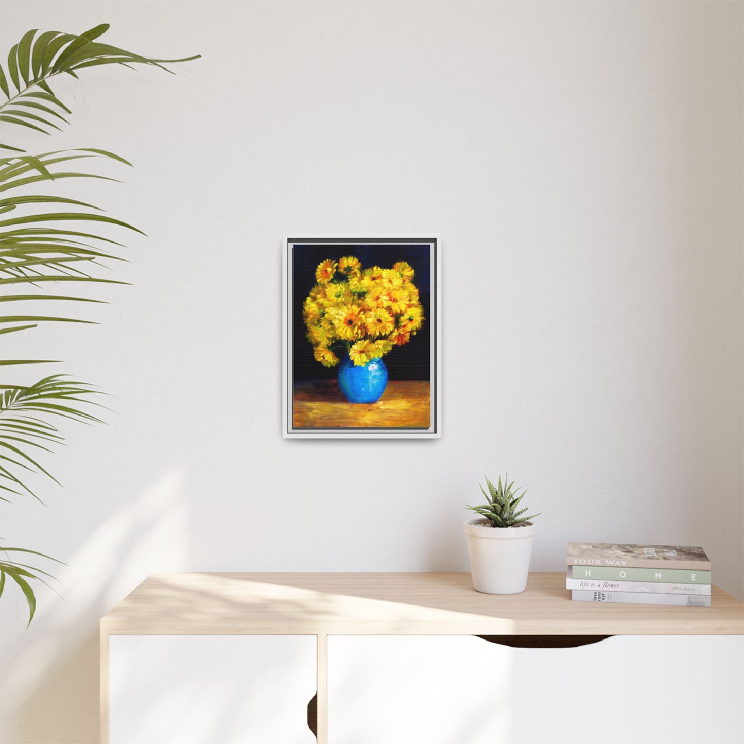 Yellow Daisy Bouquet Matte Canvas Framed Wall Art