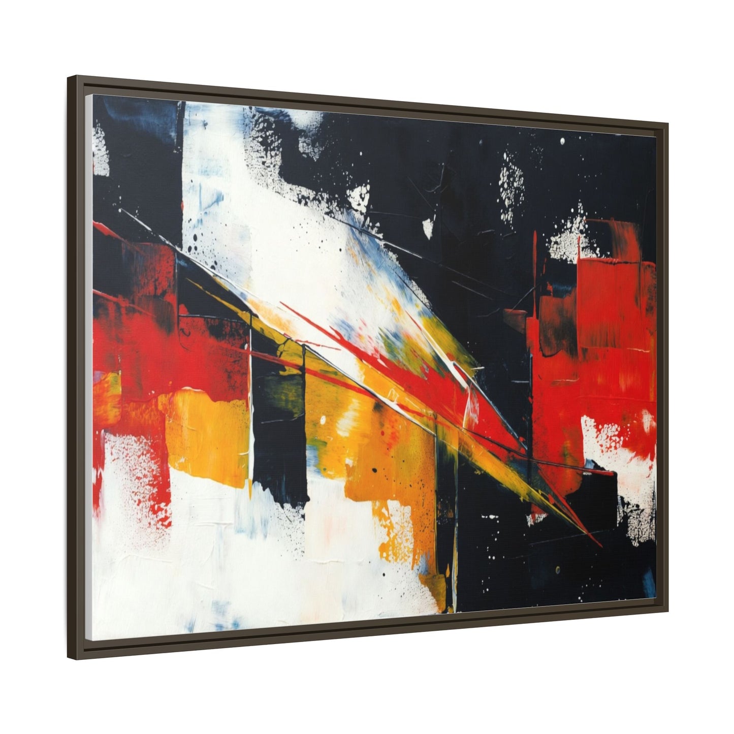 Abstract Red & Black Framed Canvas Print — Modern Geometric Wall Art