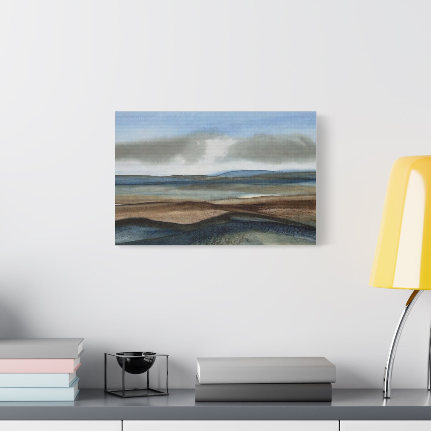 Coastal Mist Matte Canvas Print — Serene Blue-Brown Landscape Wall Art