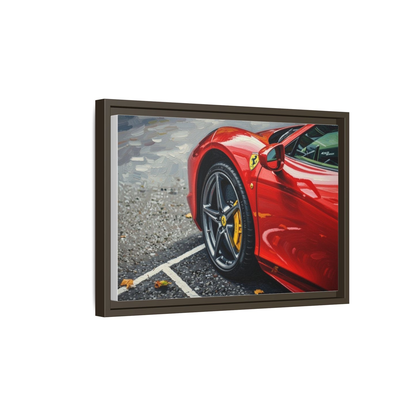 Framed Matte Canvas: Red Sports Car Close-Up Art Print