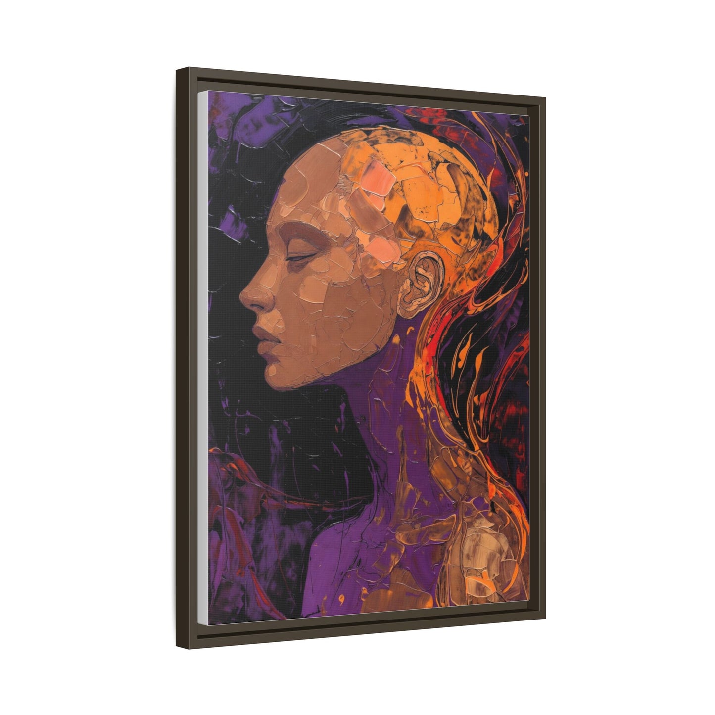 Abstract Profile Portrait Matte Framed Canvas — Multicolor Feminine Art Print