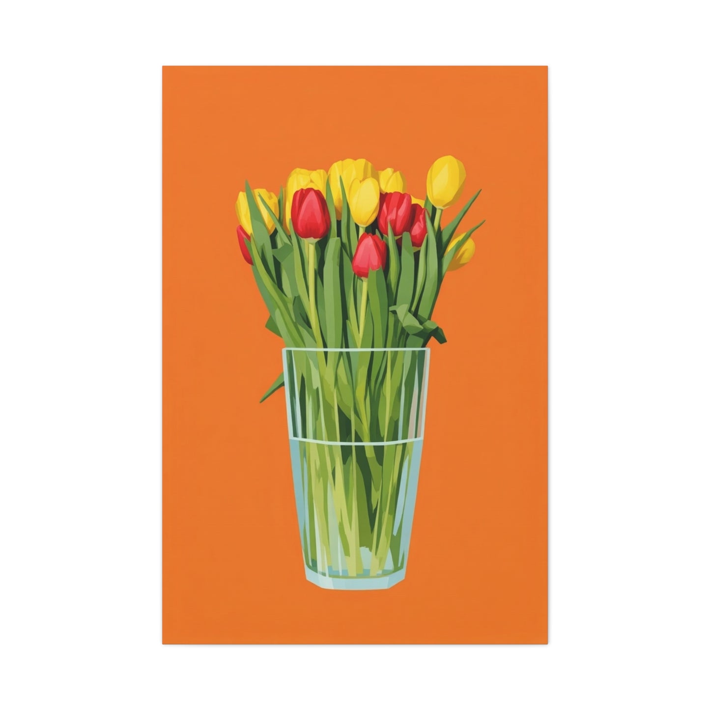 Tulip Bouquet Canvas Wall Art – Glass Vase on Orange