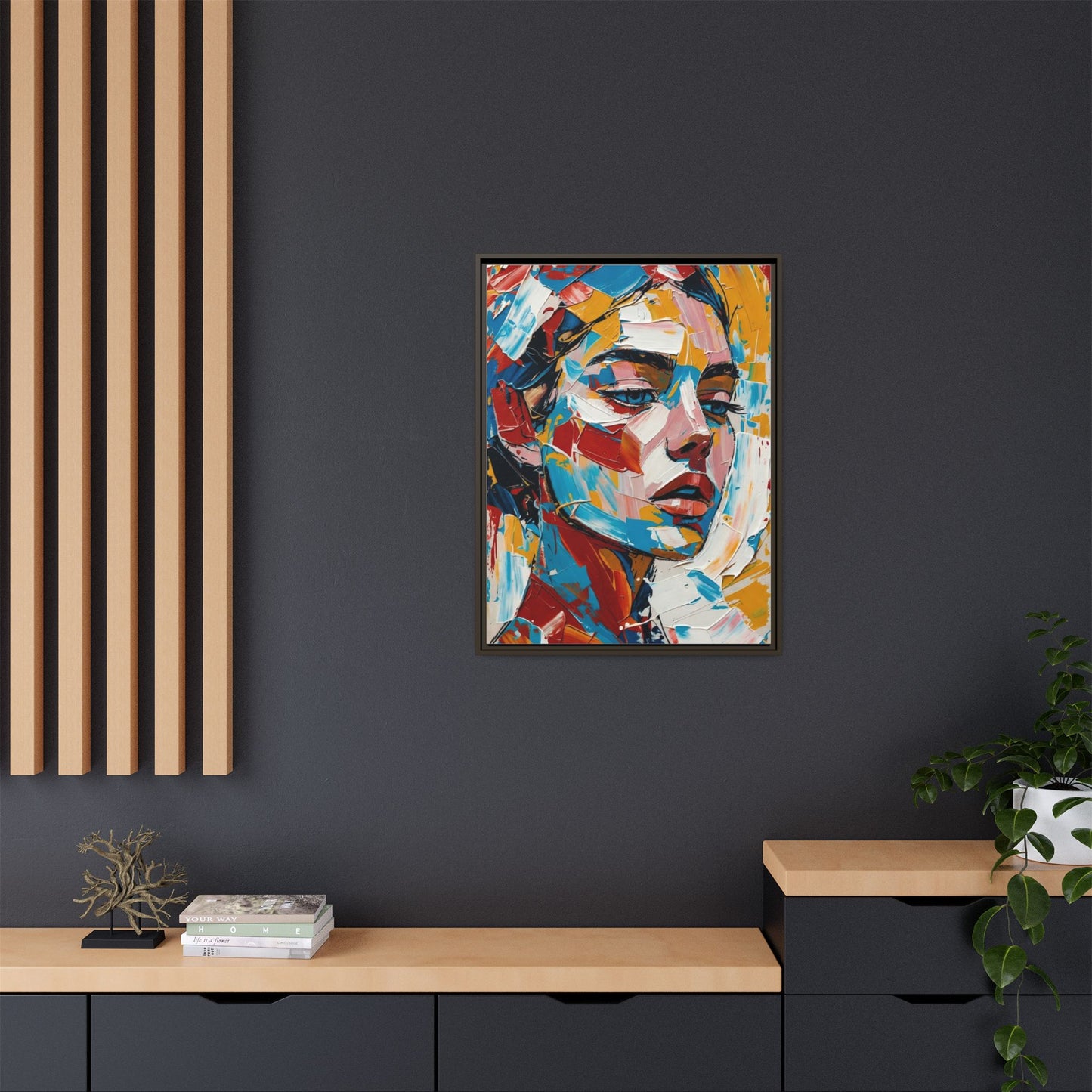 Colorful Abstract Portrait Framed Canvas Print