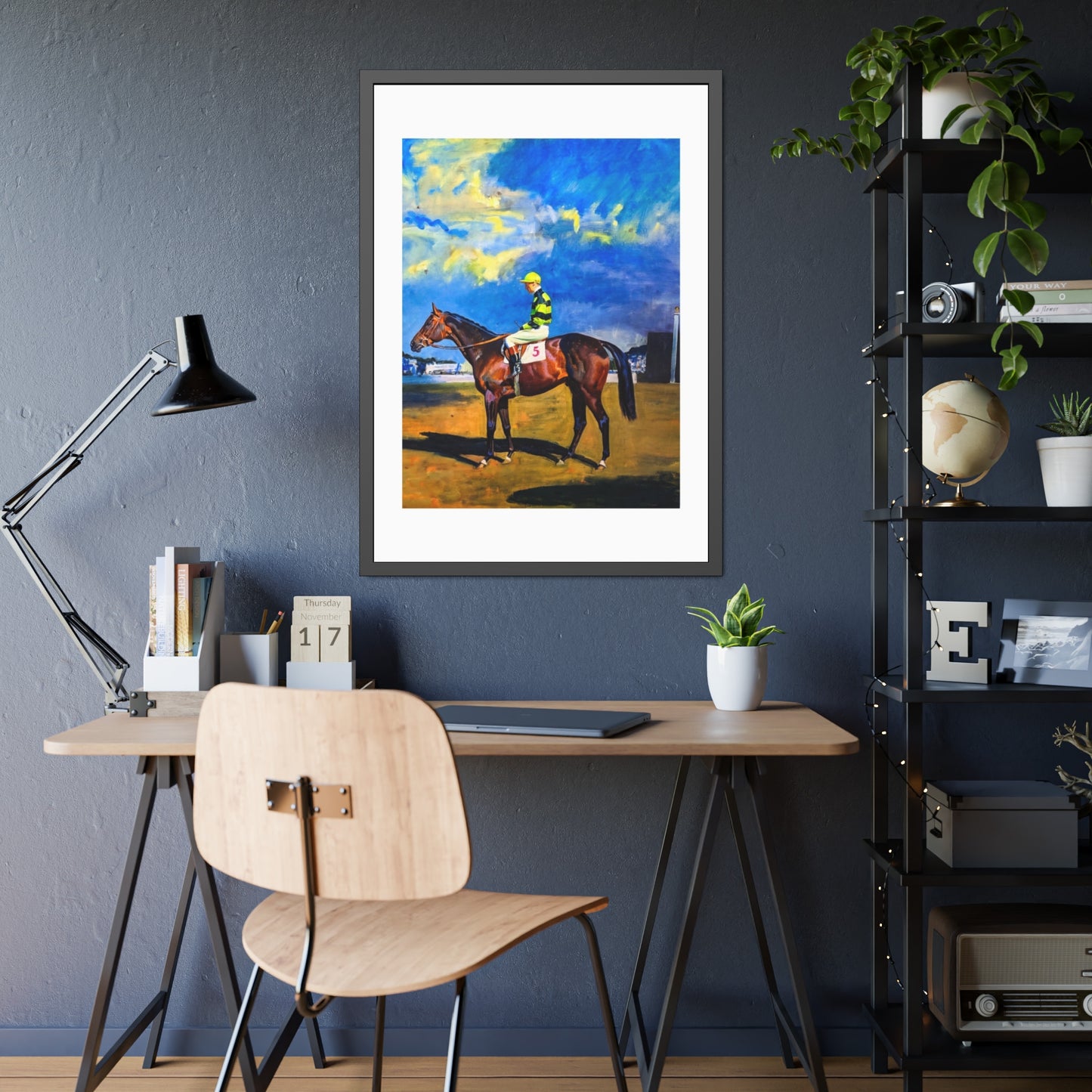Framed Poster — Vintage Racehorse Jockey Art Print