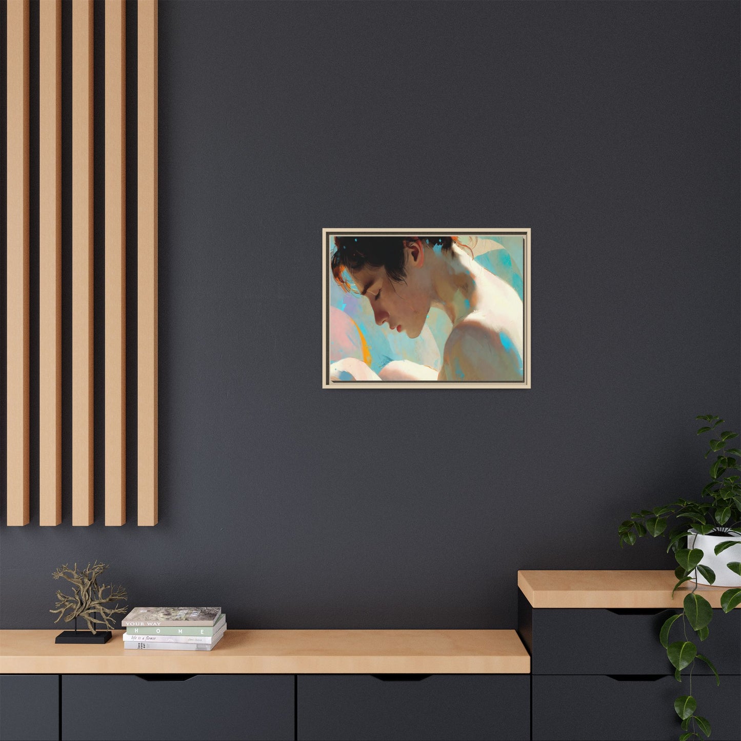 Framed Matte Canvas Print — Dreamy Portrait Art (Multi‑Color)