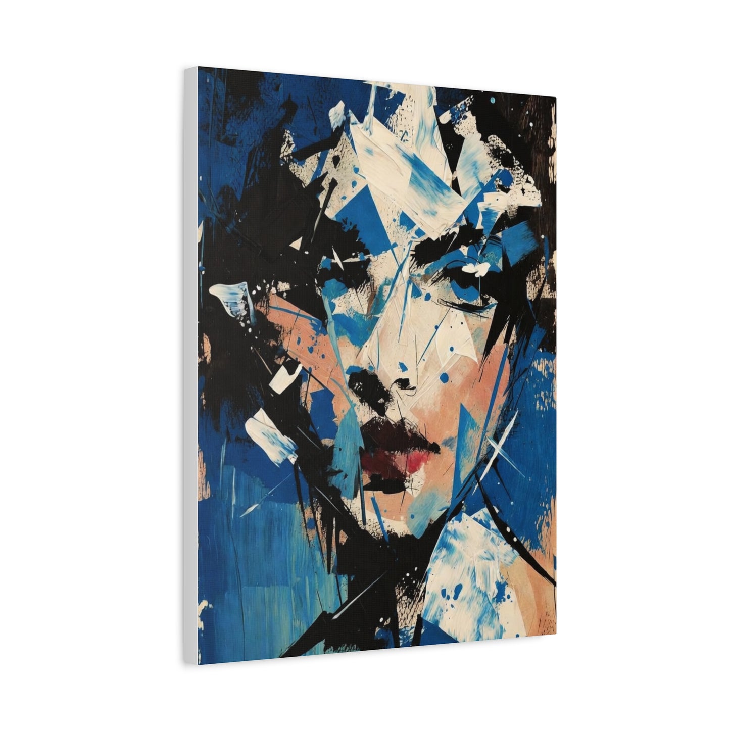 Abstract Blue Portrait Canvas Print — Modern Stretched Wall Art