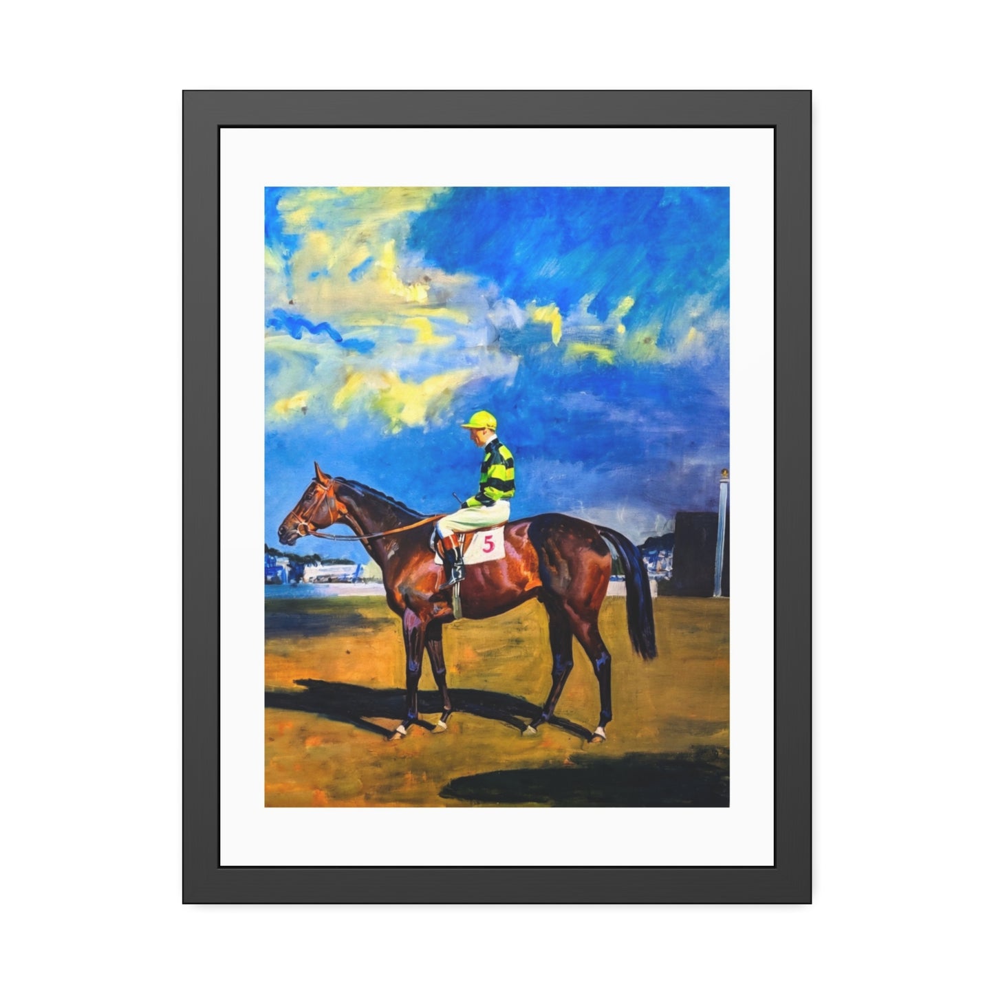 Framed Poster — Vintage Racehorse Jockey Art Print