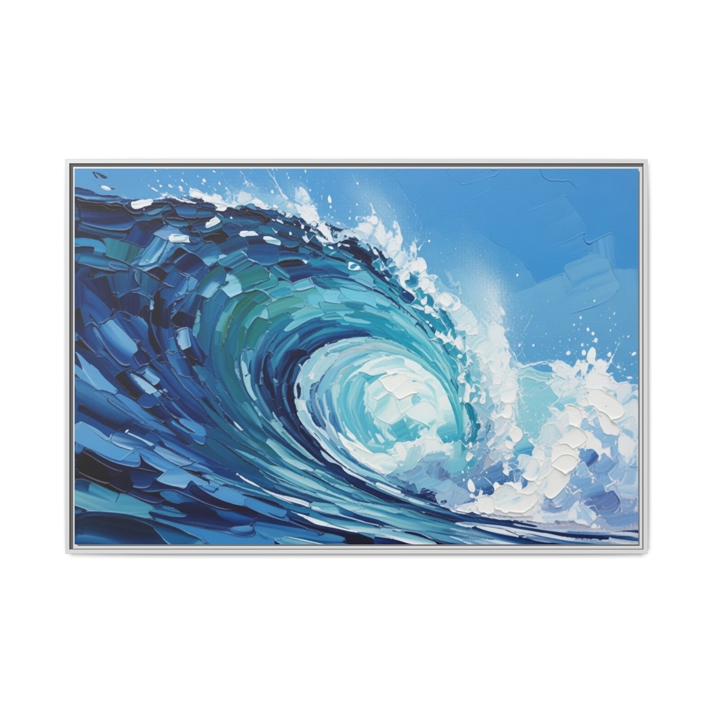 Framed Matte Canvas Wave Art — Blue Ocean Surf Wall Decor