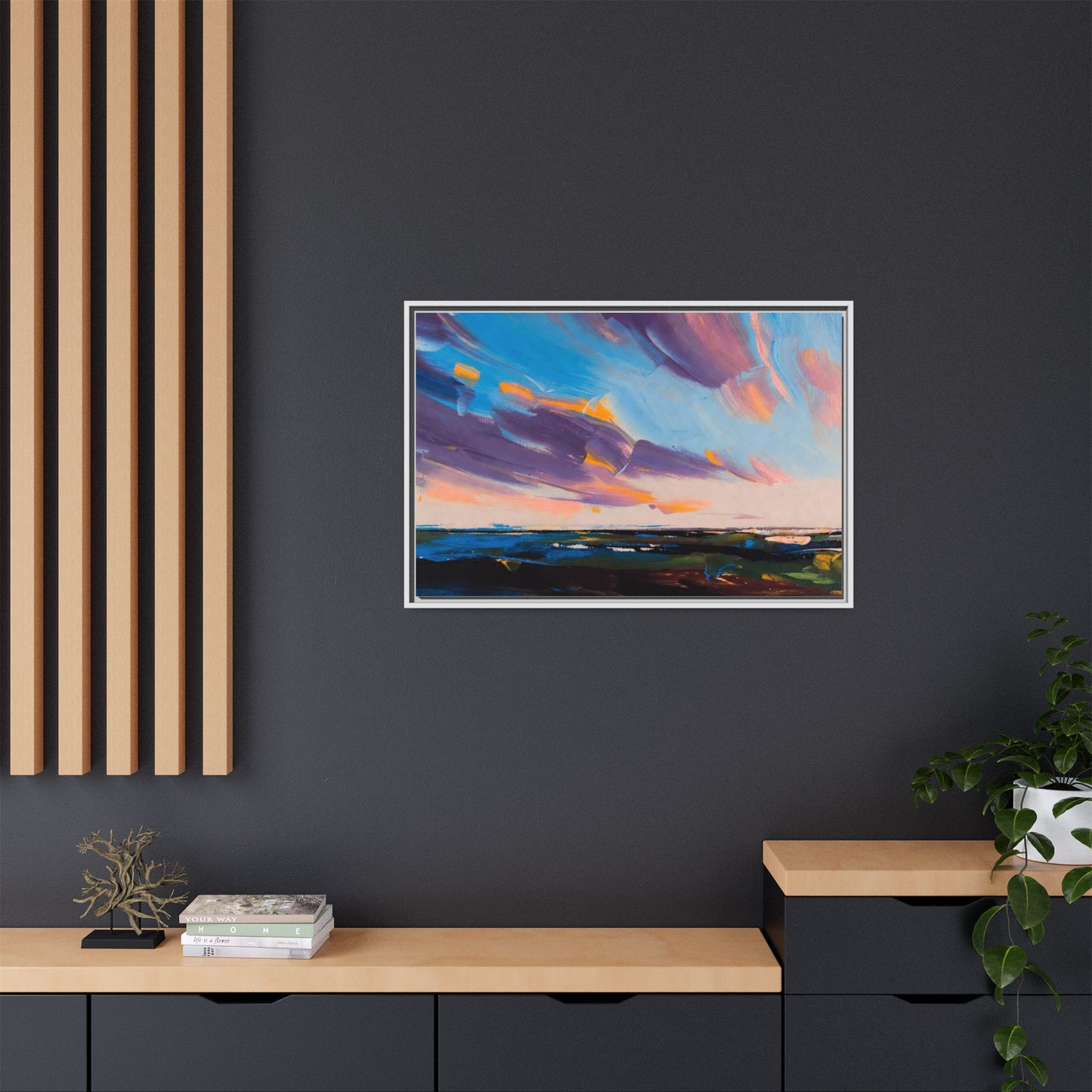 Framed Matte Canvas Abstract Seascape Sunset Art Print