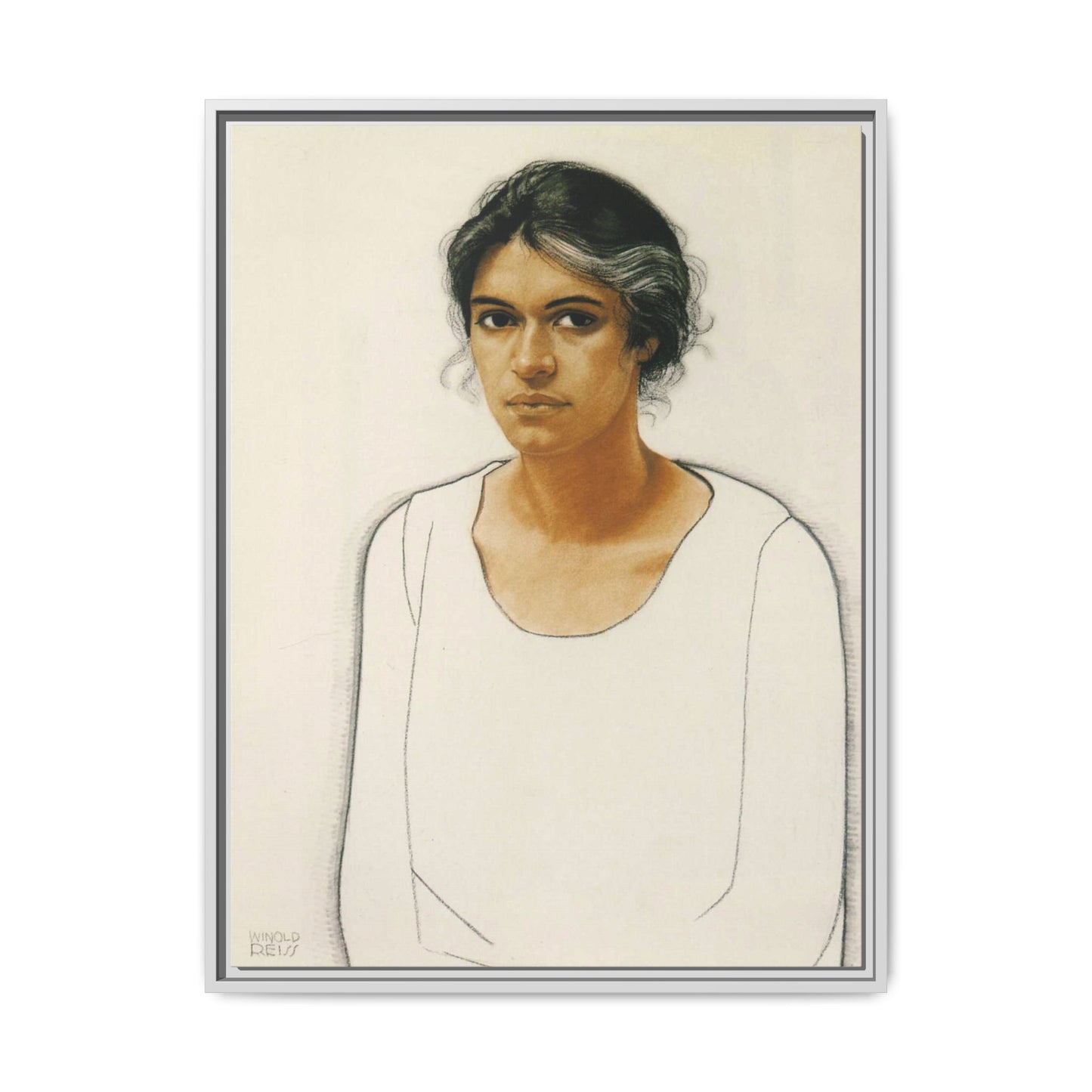 Portrait of a Woman by Winold Reiss Framed Matte Canvas Portrait Print
