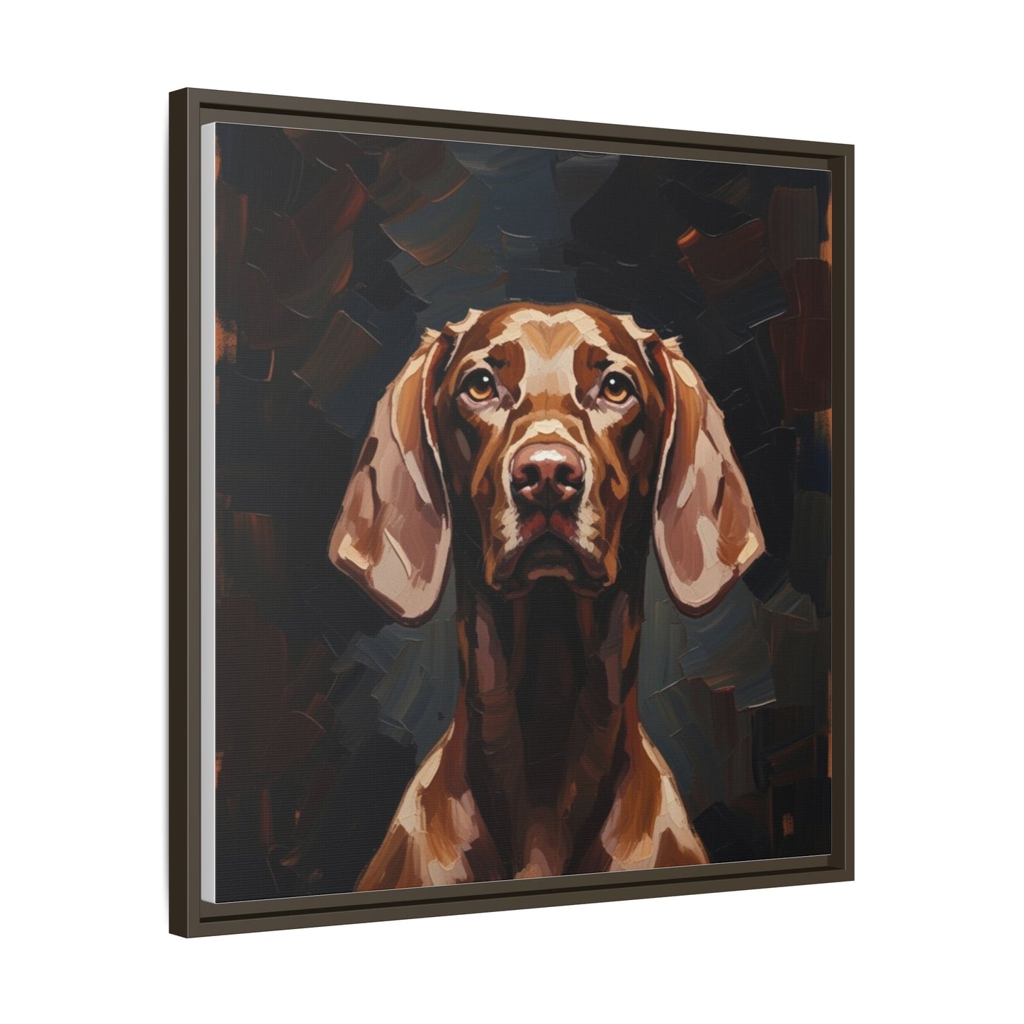 Framed Matte Canvas Dog Portrait – Brown Vizsla Wall Art