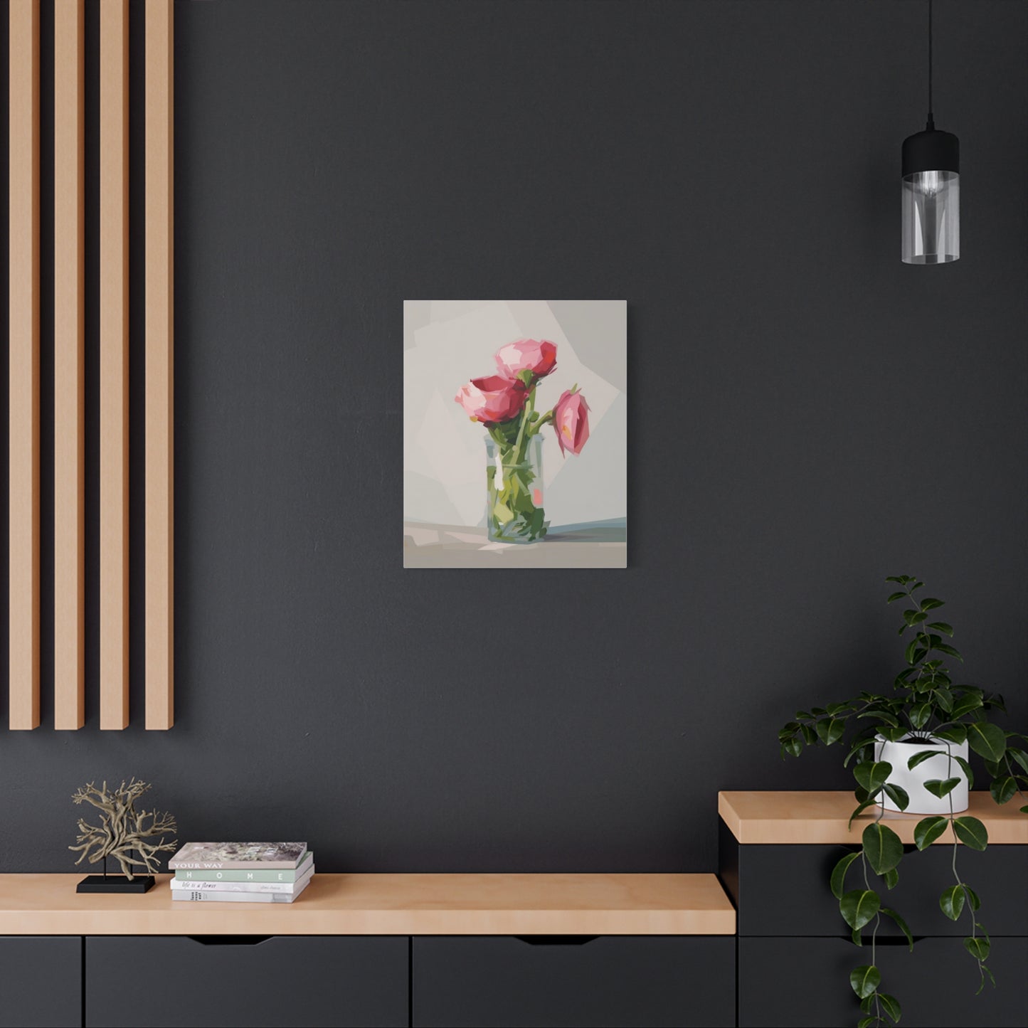 Pink Floral Vase Canvas Print — Stretched Matte Wall Art