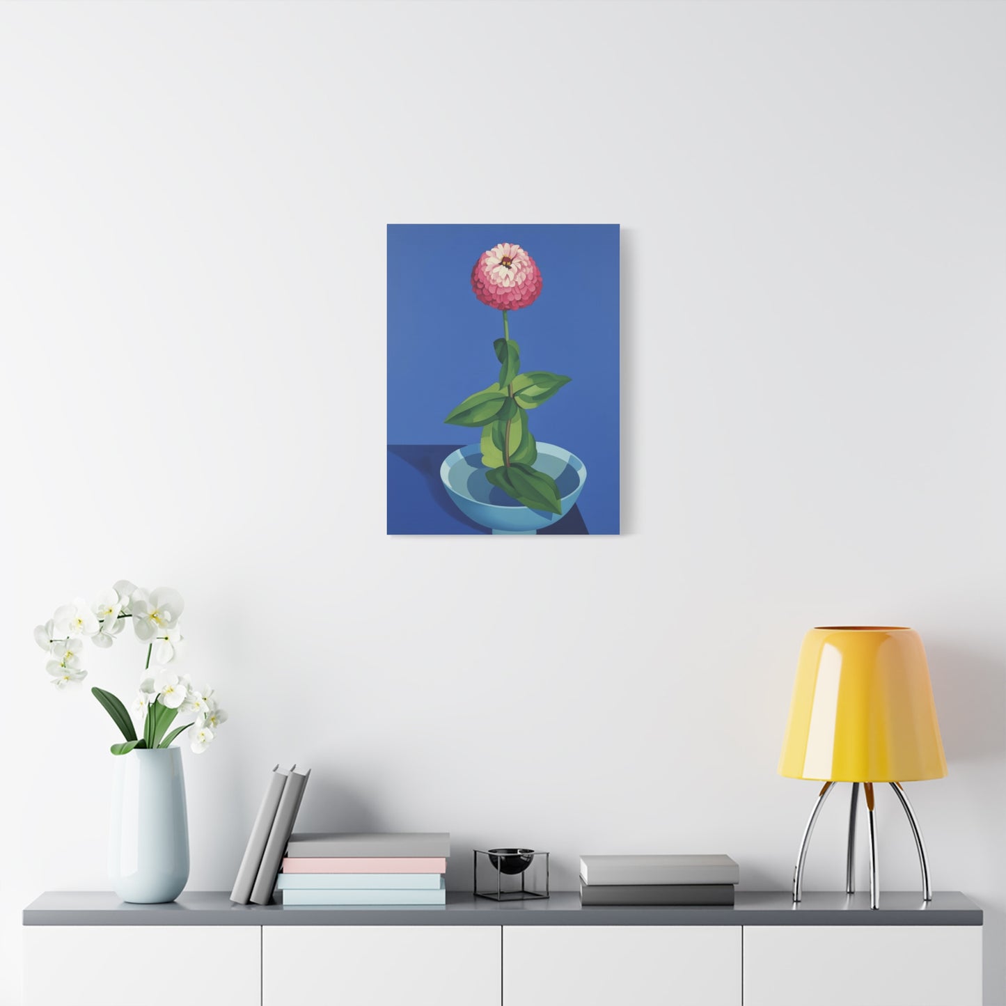 Pink Zinnia Still Life Matte Canvas Wall Art — Stretched 1.25"