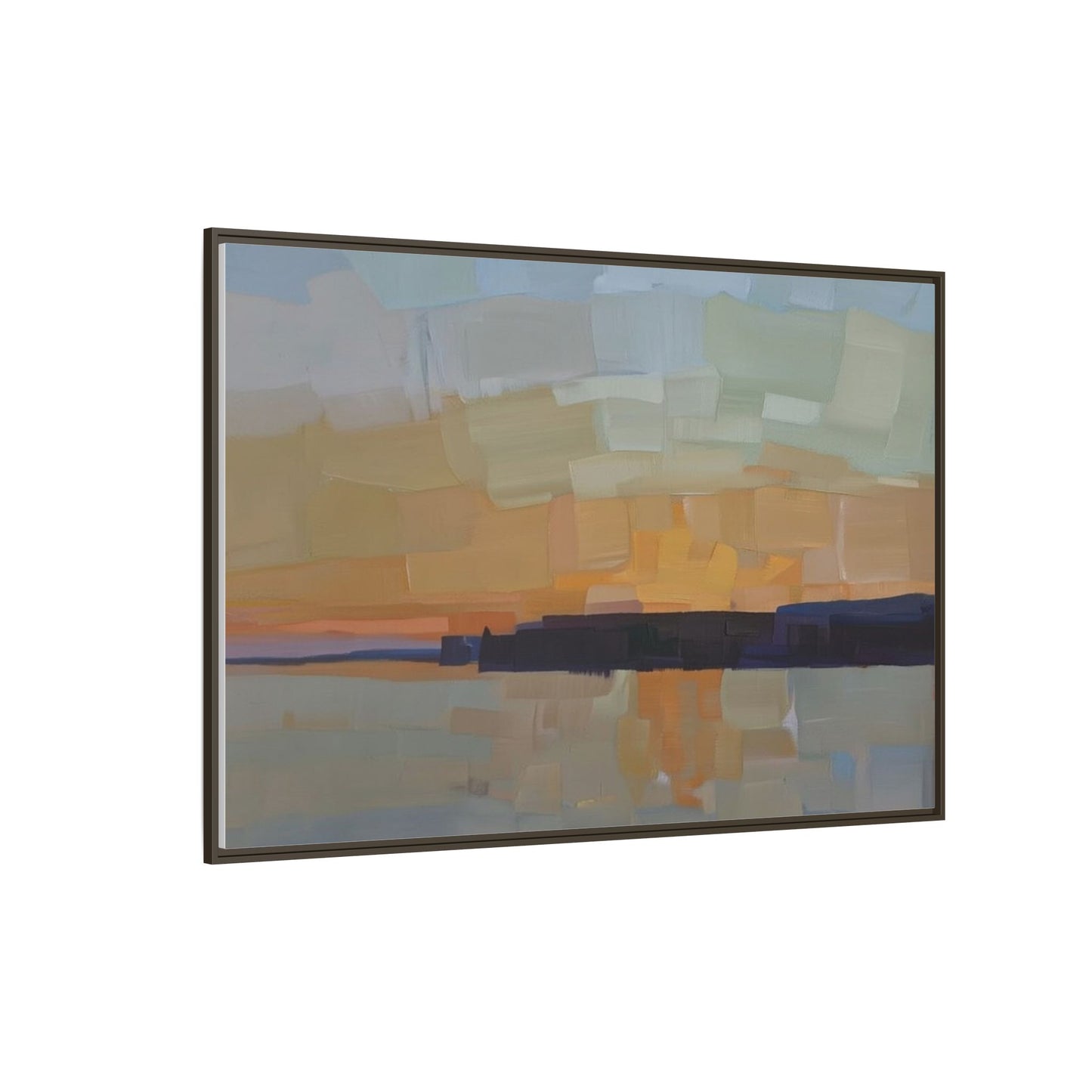 Framed Matte Canvas Sunset Abstract Landscape Art Print