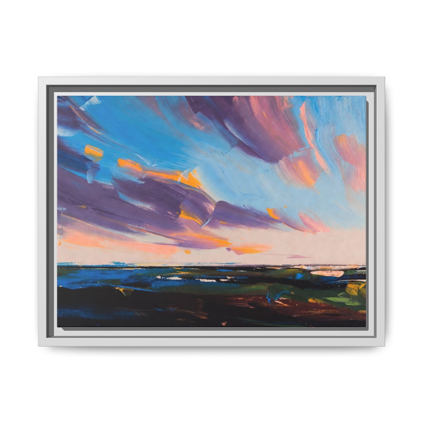 Framed Matte Canvas Abstract Seascape Sunset Art Print
