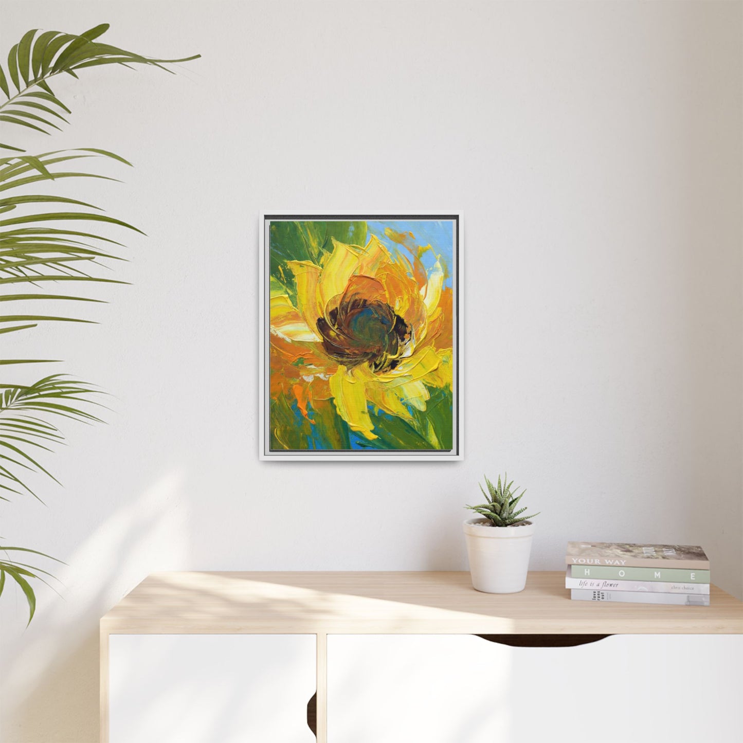 Framed Sunflower Abstract Matte Canvas Print
