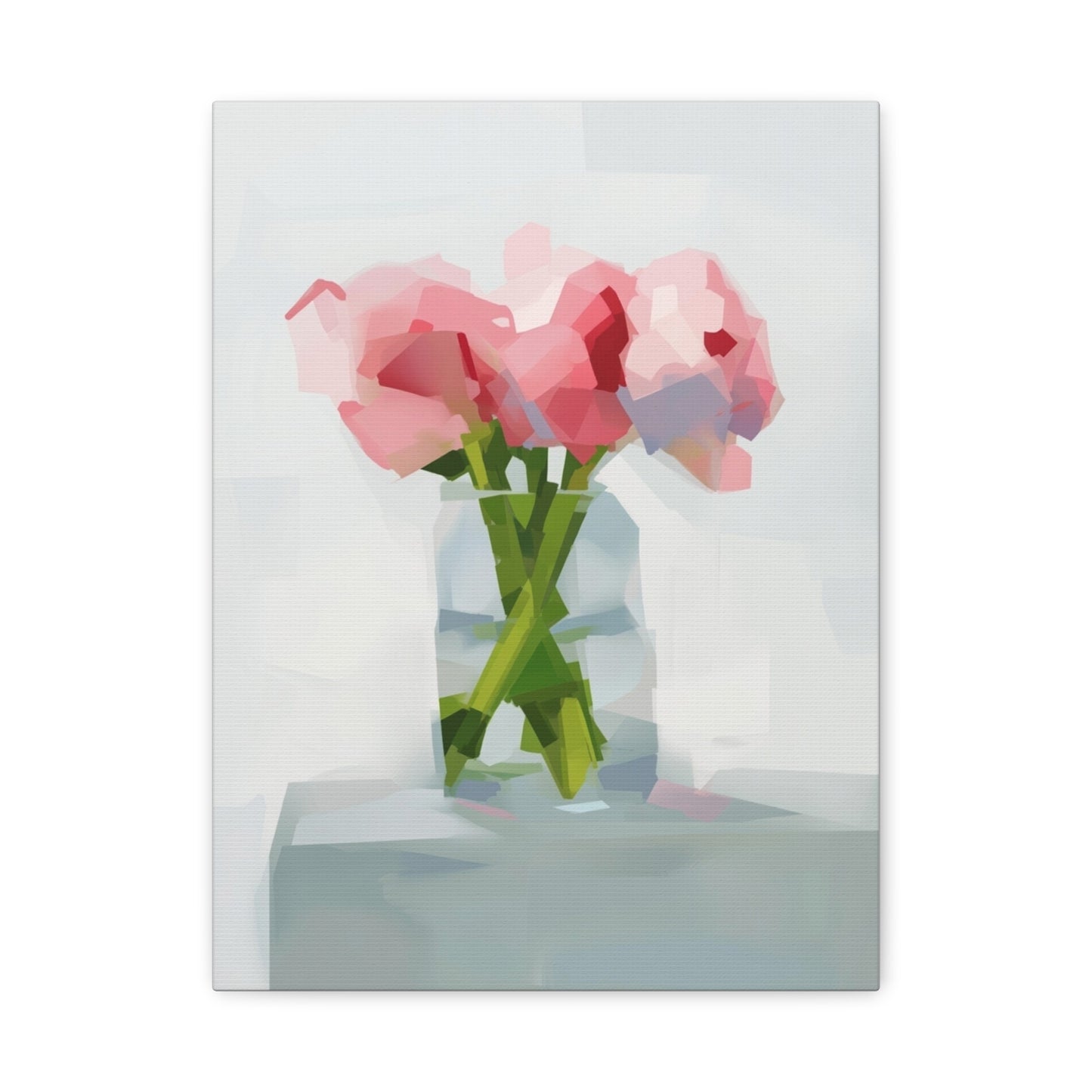 Pink Peonies Vase Canvas Art — Stretched Matte Wall Decor