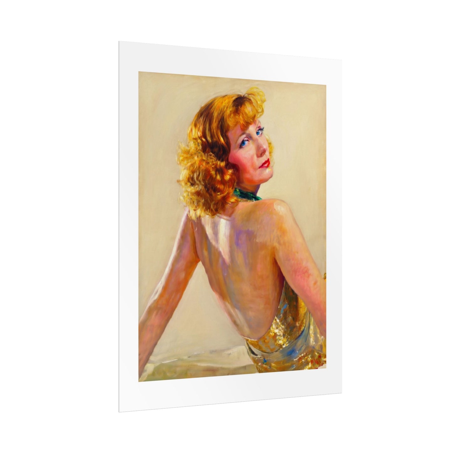 Vintage Pin-Up Art Poster - Glamorous Back-View Portrait Rolled Art Print
